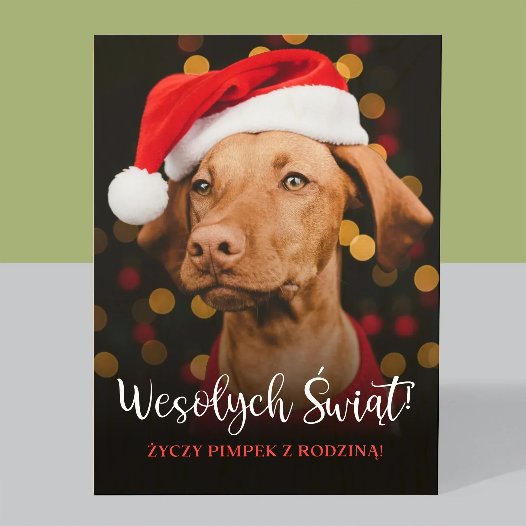 Zdjęcie I Podpis: Świąteczny Piesek - Wydruk Na Drewnie - Image 3