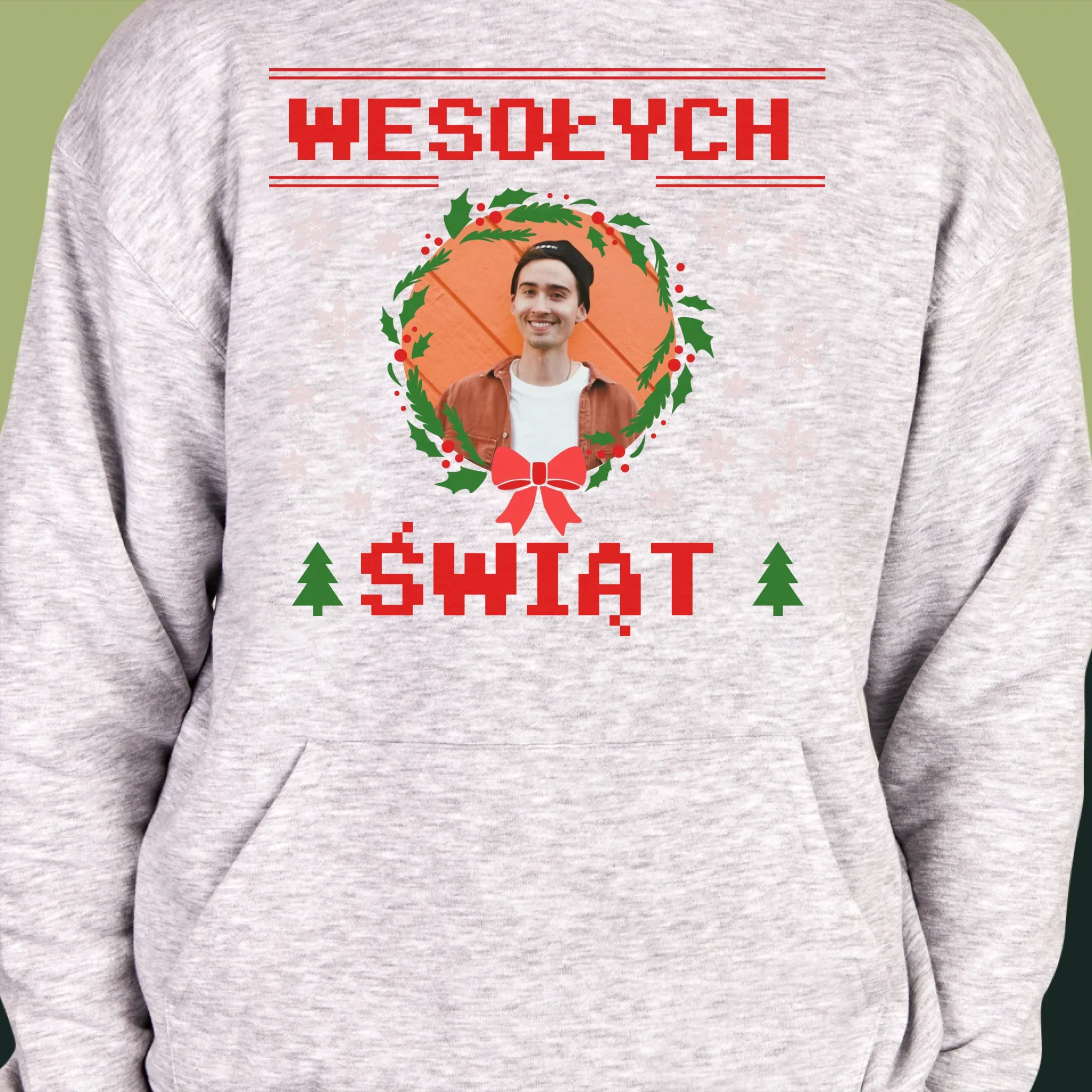 Zdjęcie I Podpis: Świąteczny Sweter - Bluza Męska Z Kapturem - Image 6