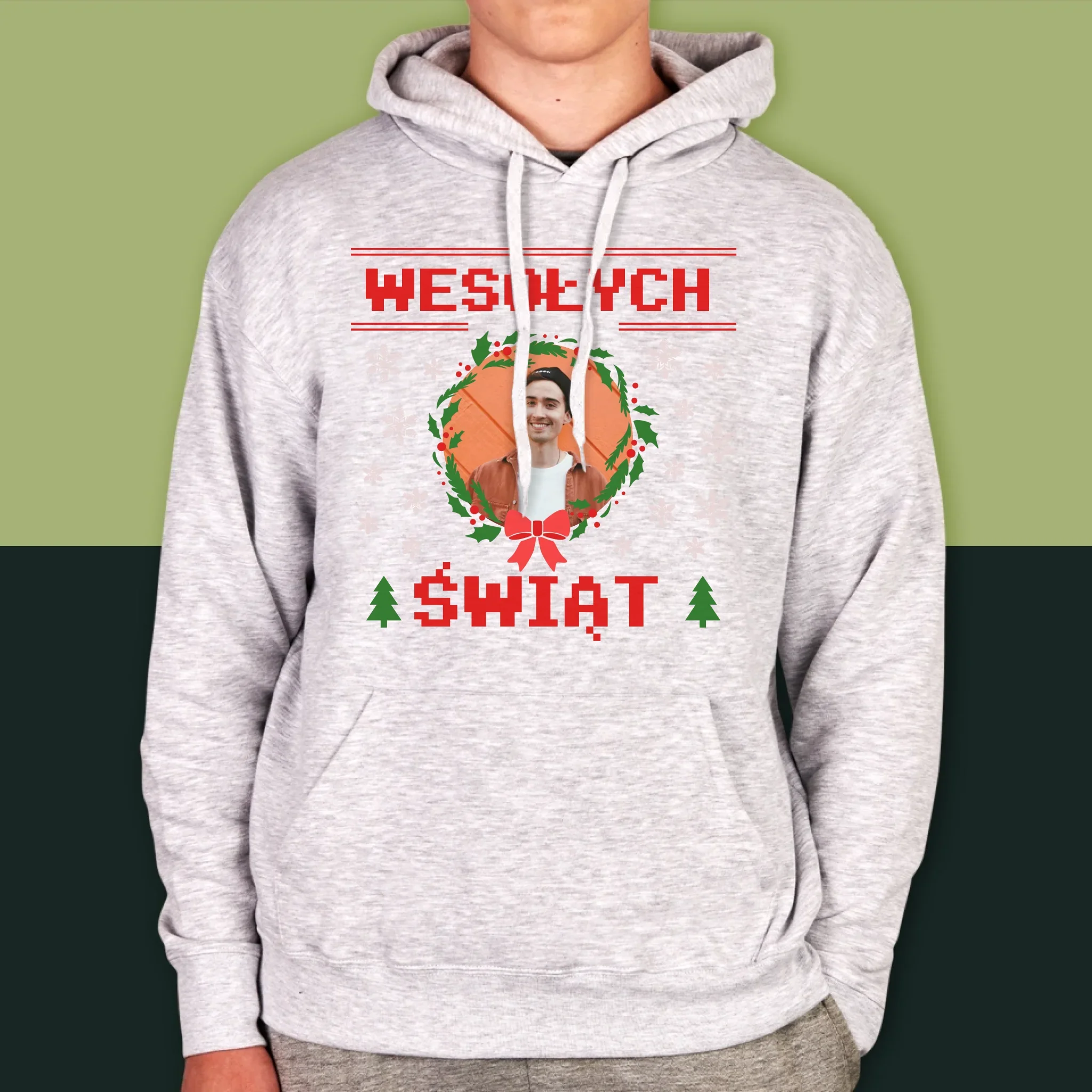 Zdjęcie I Podpis: Świąteczny Sweter - Bluza Męska Z Kapturem - Image 8
