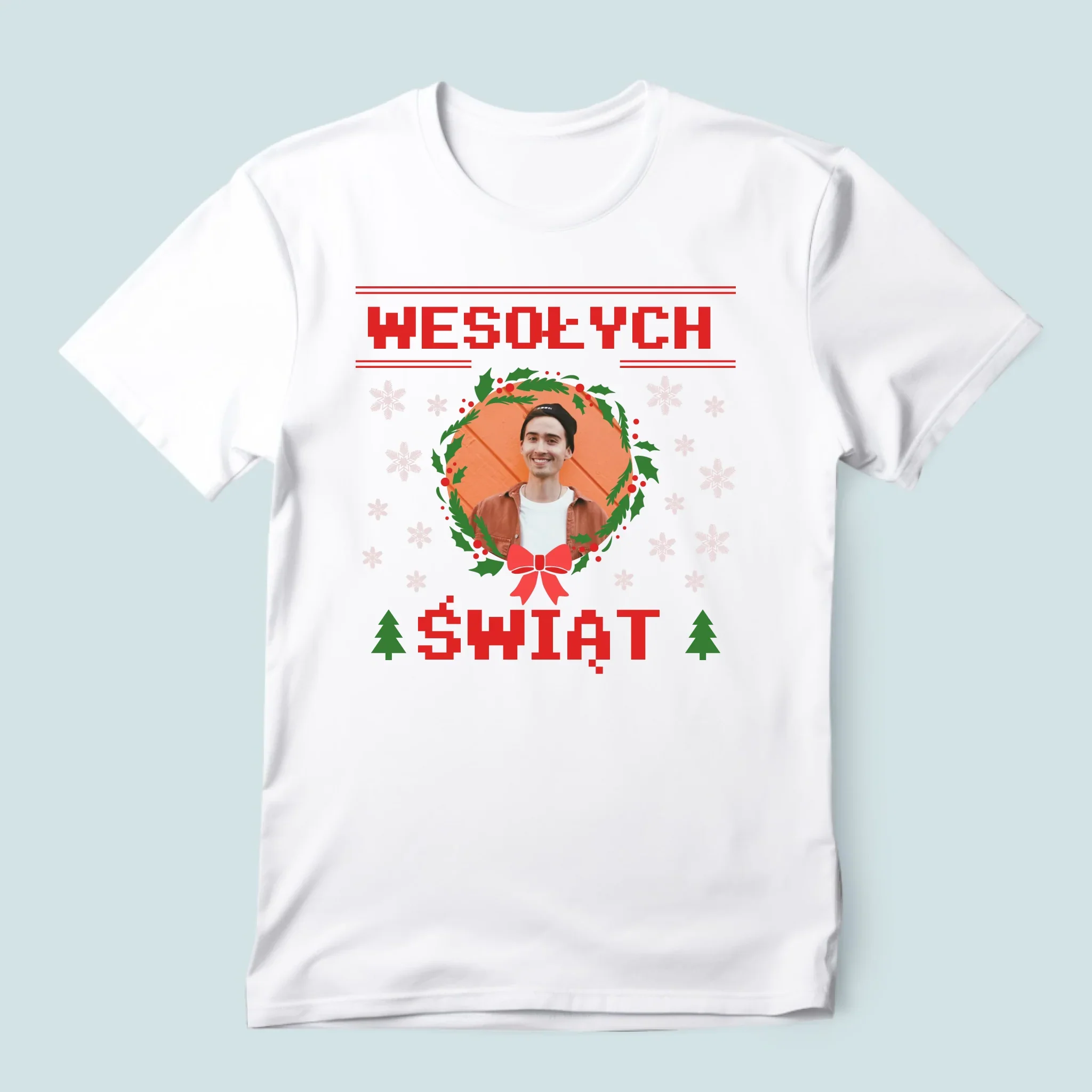 Zdjęcie I Podpis: Świąteczny Sweter - Koszulka Męska z Nadrukiem - Image 3