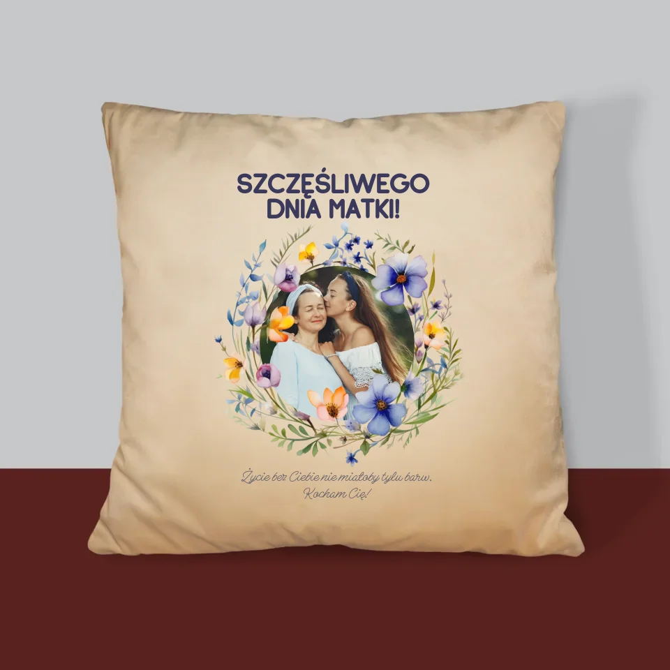 Zdjęcie i Podpis: Szczęśliwego Dnia Matki - Poduszka z Nadrukiem - Image 4