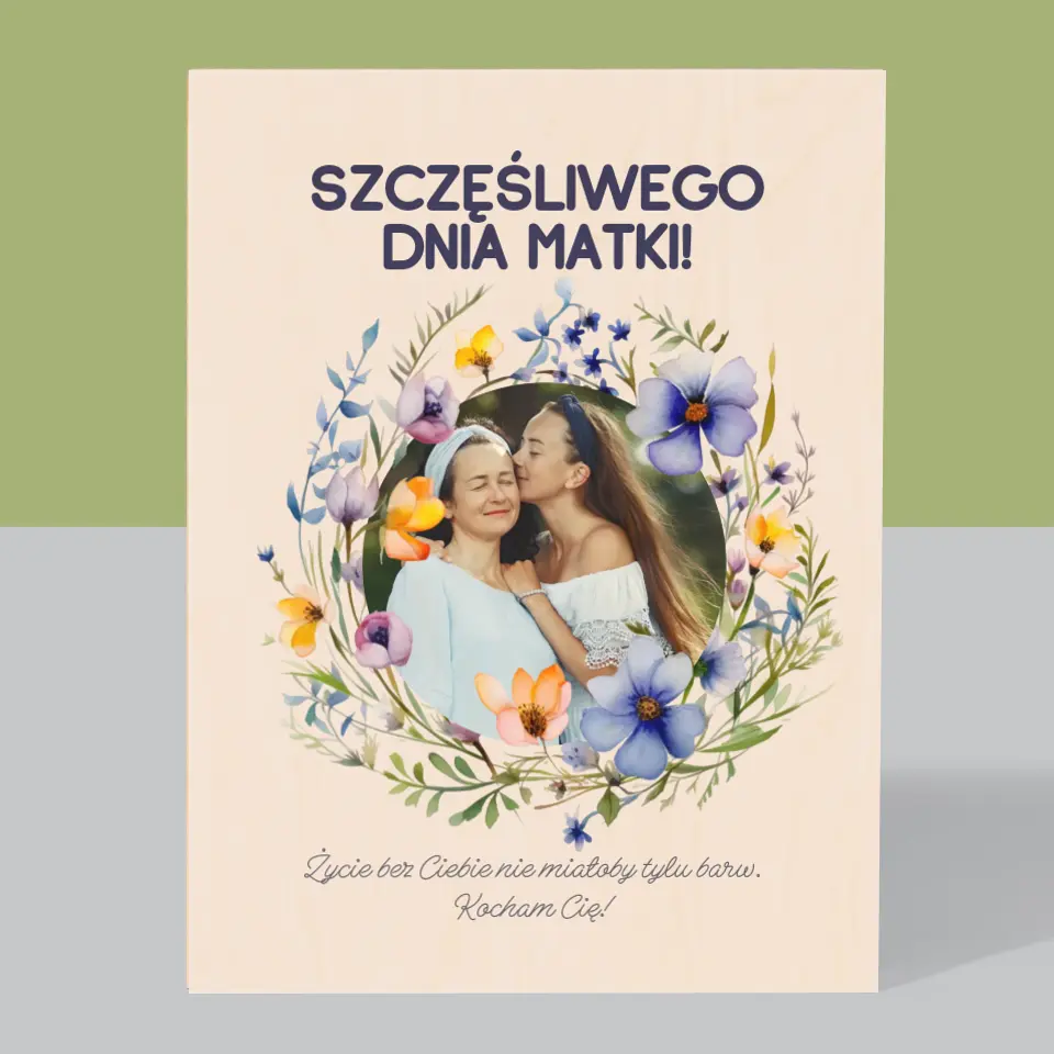 Zdjęcie i Podpis: Szczęśliwego Dnia Matki - Wydruk Na Drewnie - Image 3