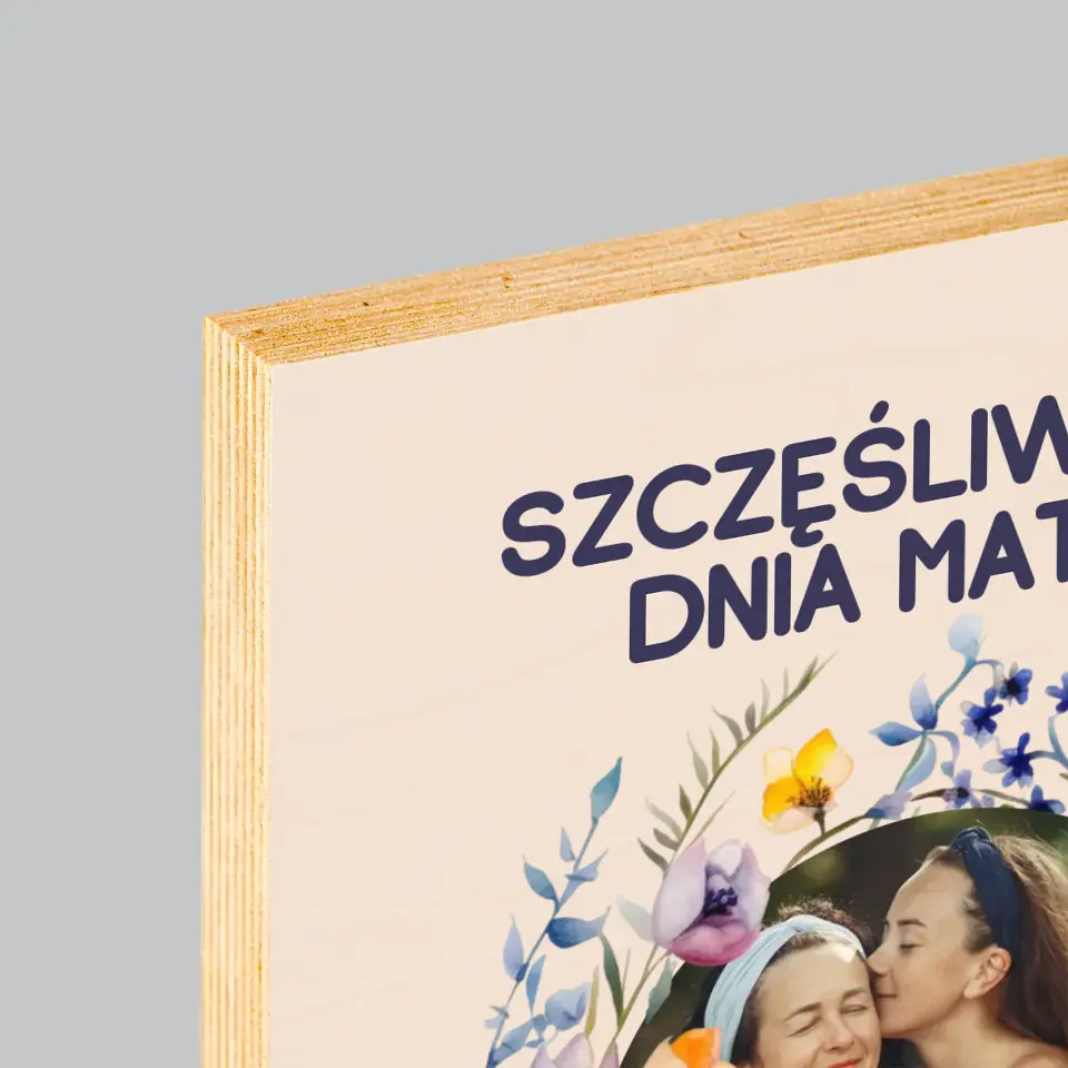 Zdjęcie i Podpis: Szczęśliwego Dnia Matki - Wydruk Na Drewnie - Image 4