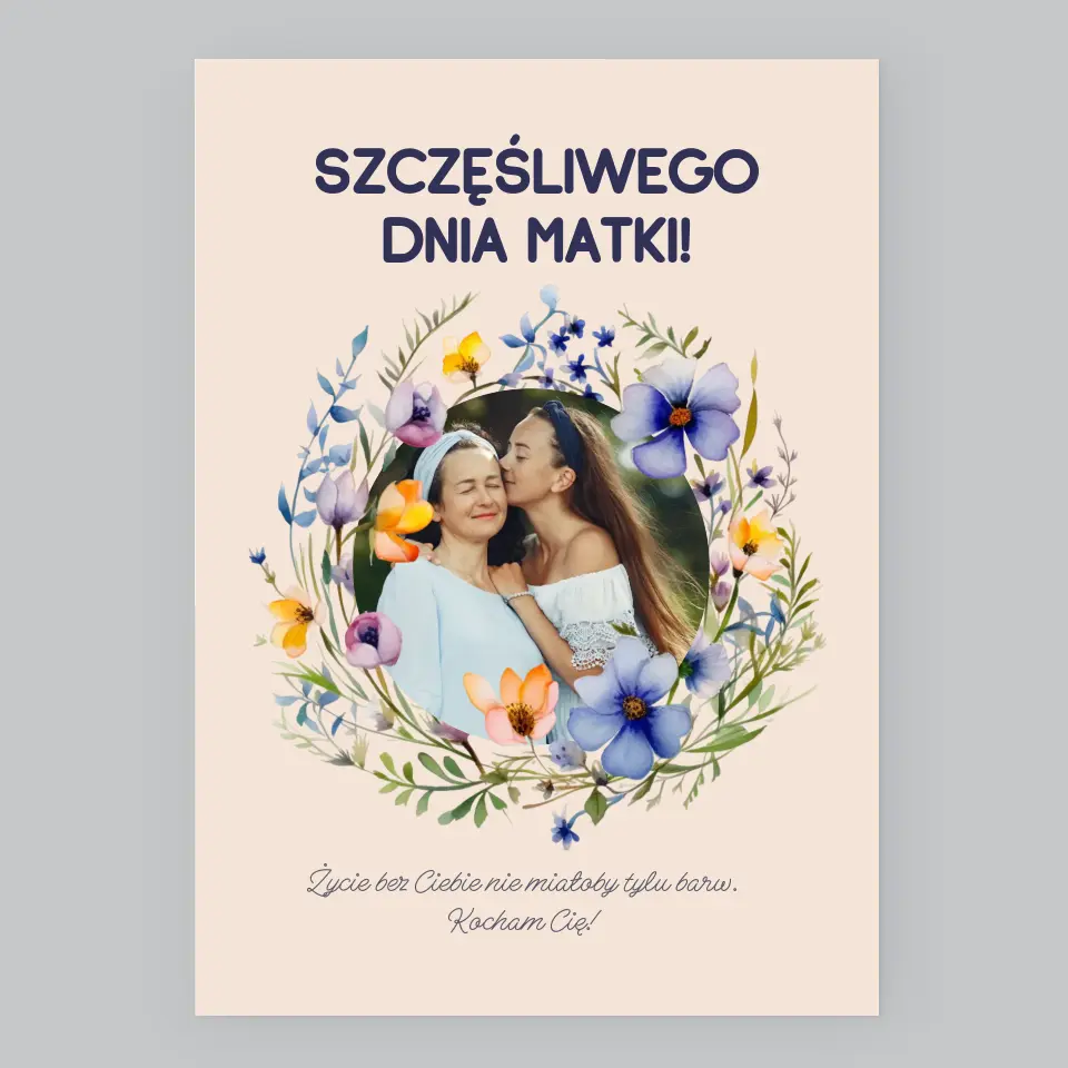 Zdjęcie i Podpis: Szczęśliwego Dnia Matki - Wydruk Obramowany