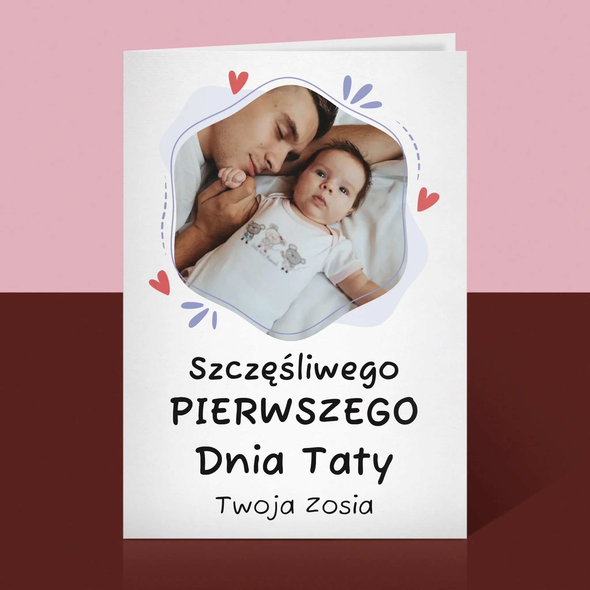 Zdjęcie i Podpis: Szczęśliwego Pierwszego Dnia Taty - Kartka z Życzeniami