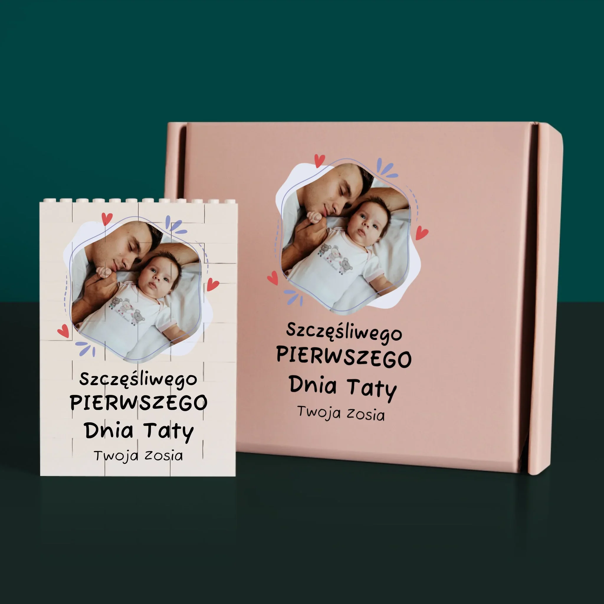 Zdjęcie i Podpis: Szczęśliwego Pierwszego Dnia Taty - Klocki LEGO z Nadrukiem - Image 4