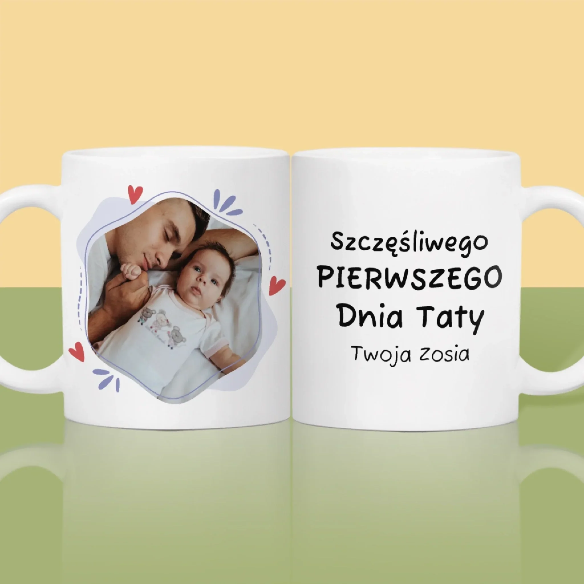 Zdjęcie i Podpis: Szczęśliwego Pierwszego Dnia Taty - Kubek z Nadrukiem - Image 2