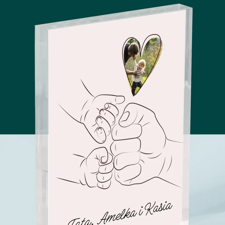 Zdjęcie I Podpis: Tata Dziecko Rączka - Blok Akrylowy z Nadrukiem - Image 2