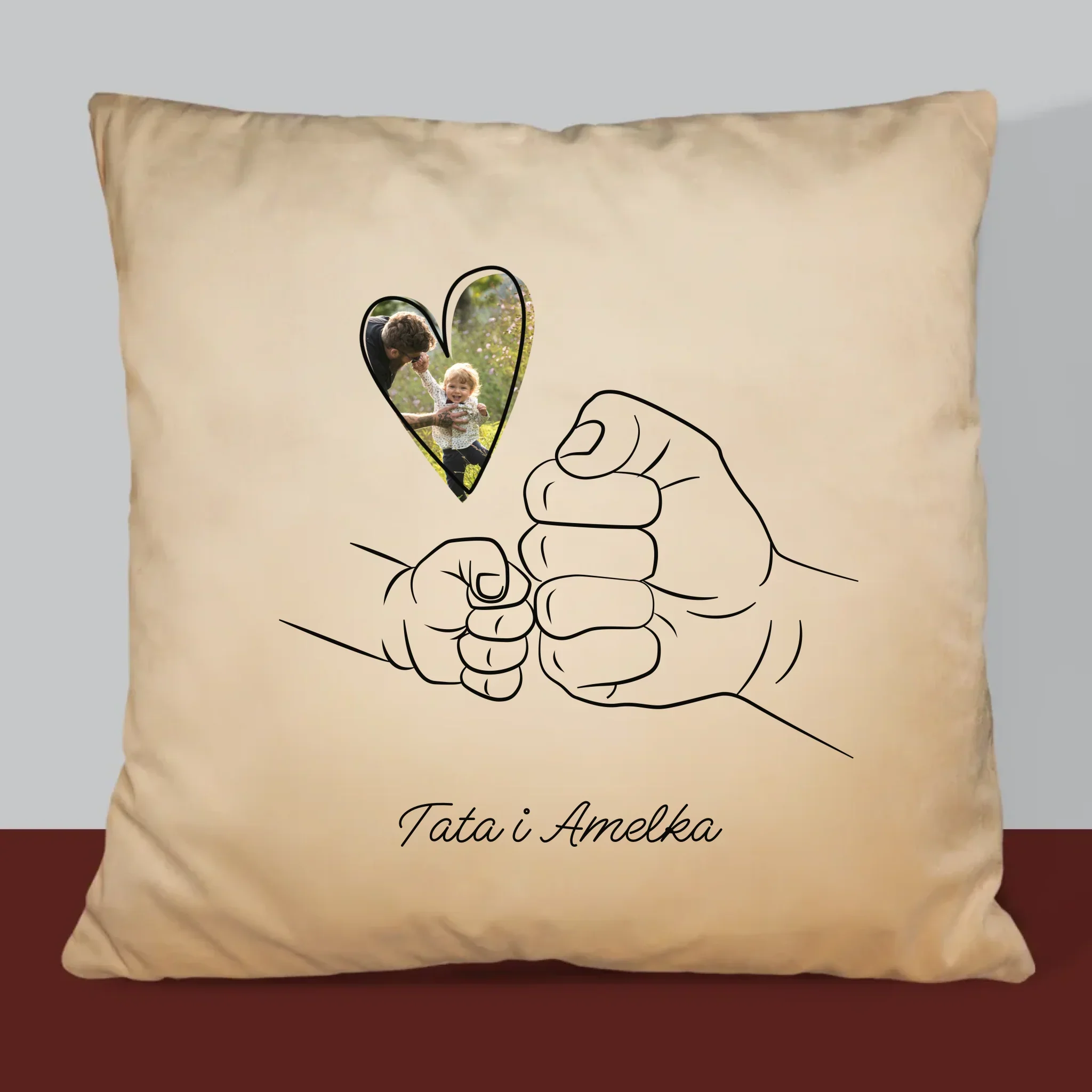 Zdjęcie I Podpis: Tata Dziecko Rączka - Poduszka z Nadrukiem - Image 6