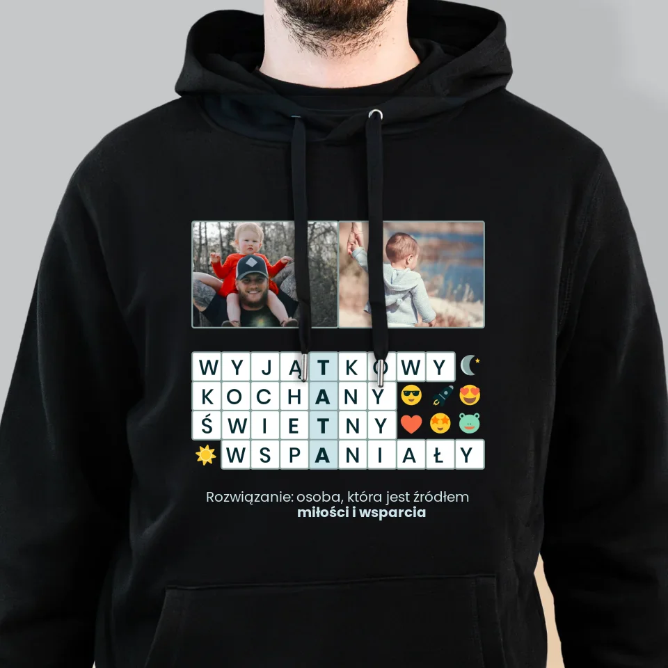 Zdjęcie i Podpis: Tata Krzyżówka - Bluza Męska z Kapturem - Image 6