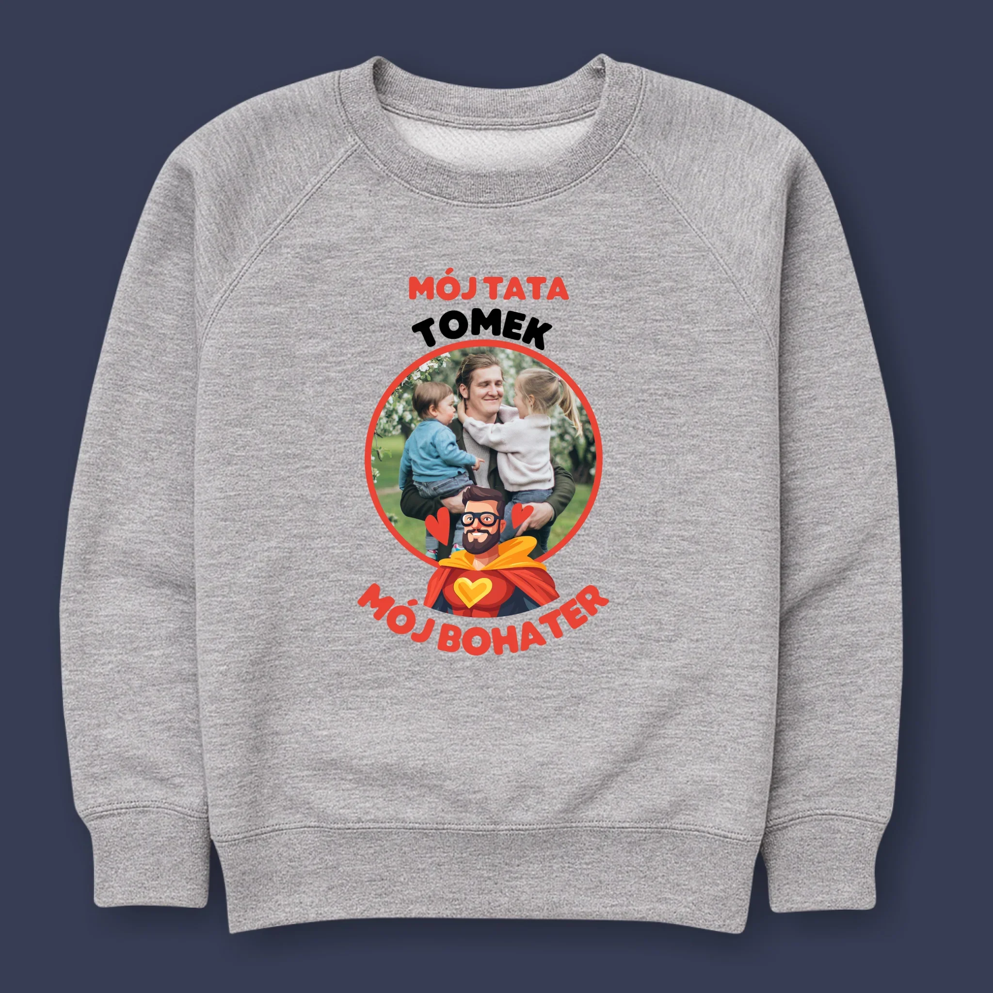 Zdjęcie i Podpis: Tata Mój Bohater - Bluza Męska z Kapturem - Image 10