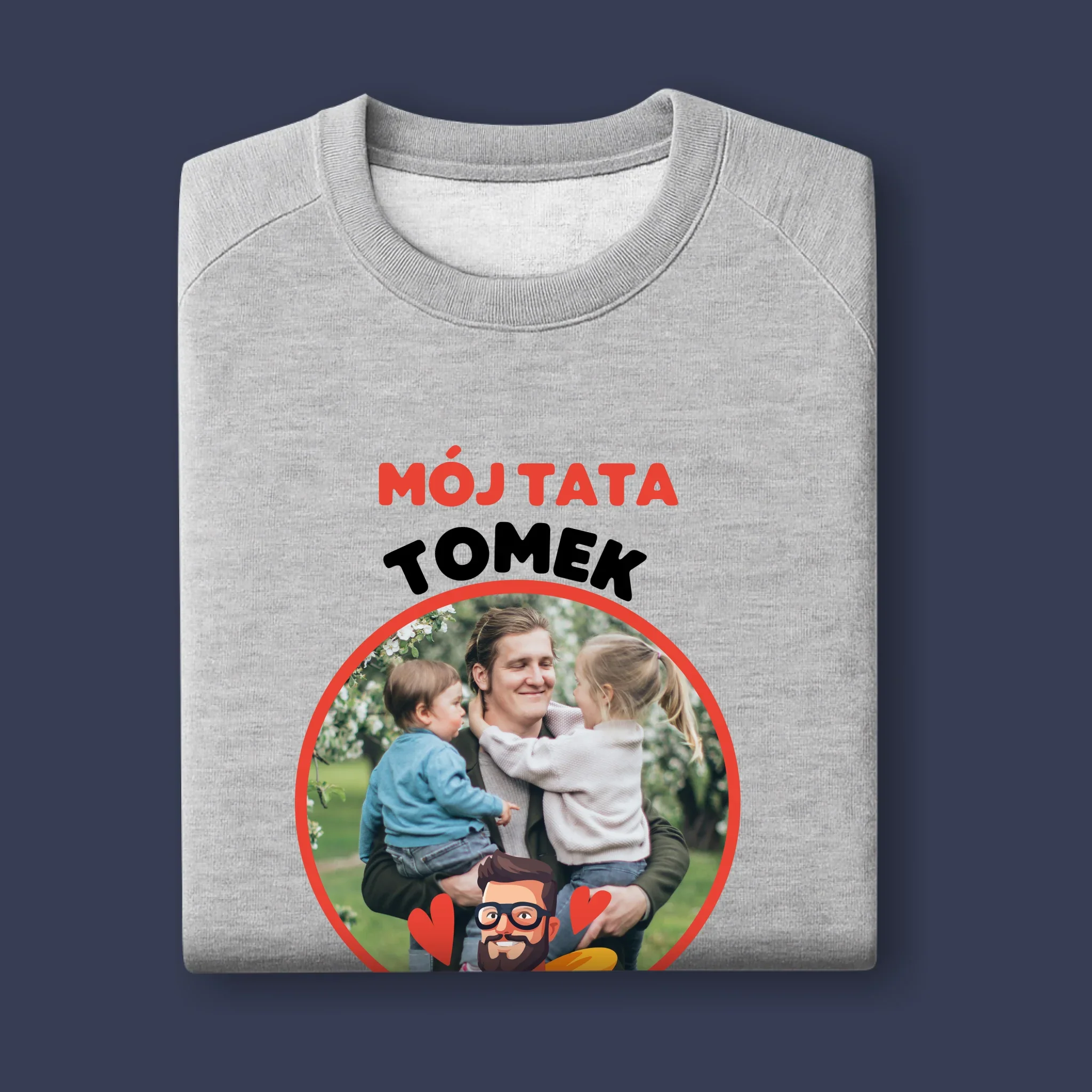 Zdjęcie i Podpis: Tata Mój Bohater - Bluza Męska z Kapturem - Image 11