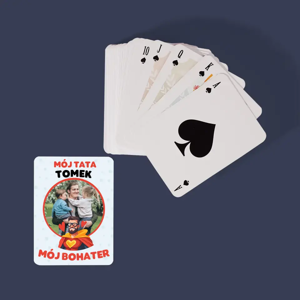 Zdjęcie i Podpis: Tata Mój Bohater - Karty Do Gry - Image 2