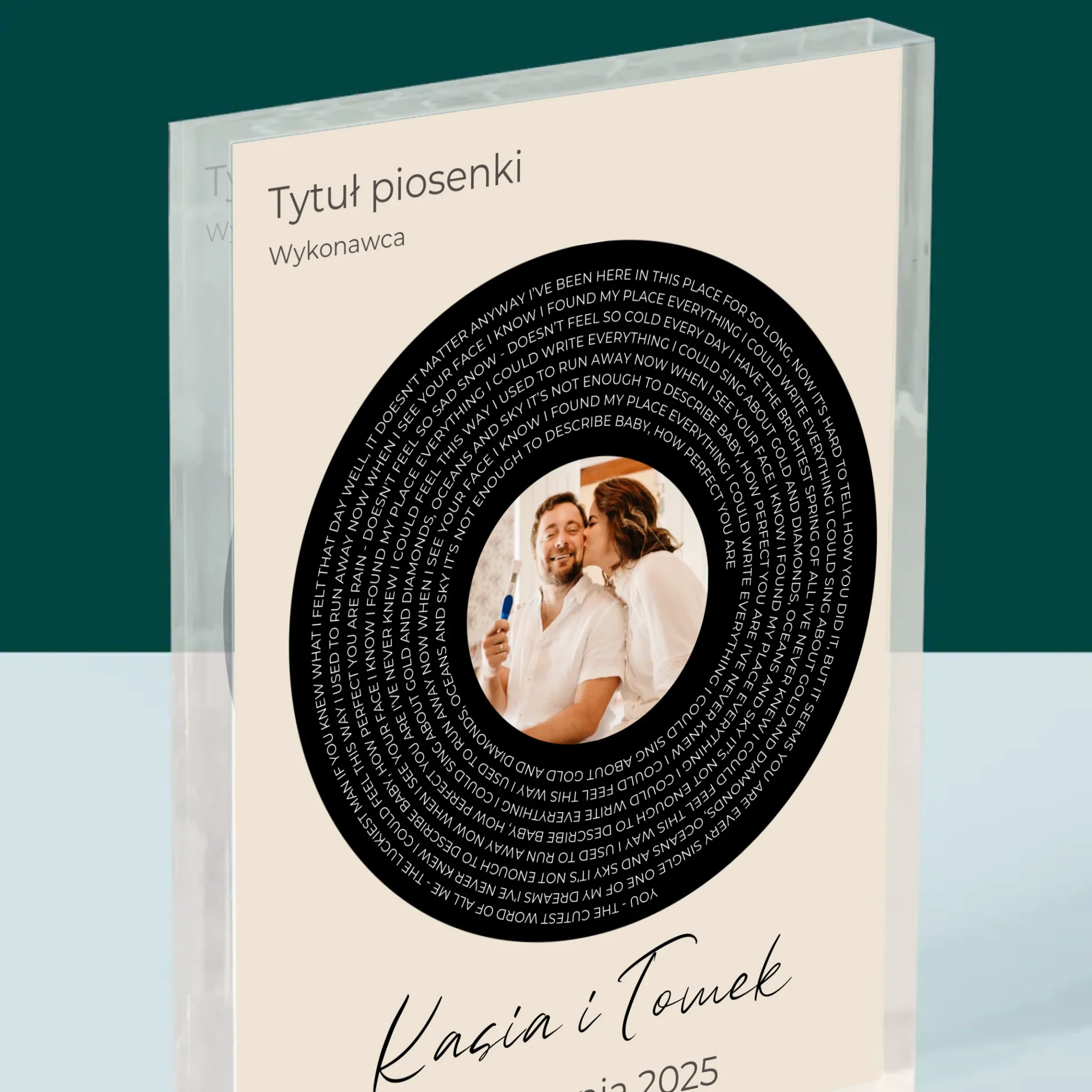 Zdjęcie i Podpis: Tekst Piosenki z Twoim Zdjęciem - Blok Akrylowy - Image 2
