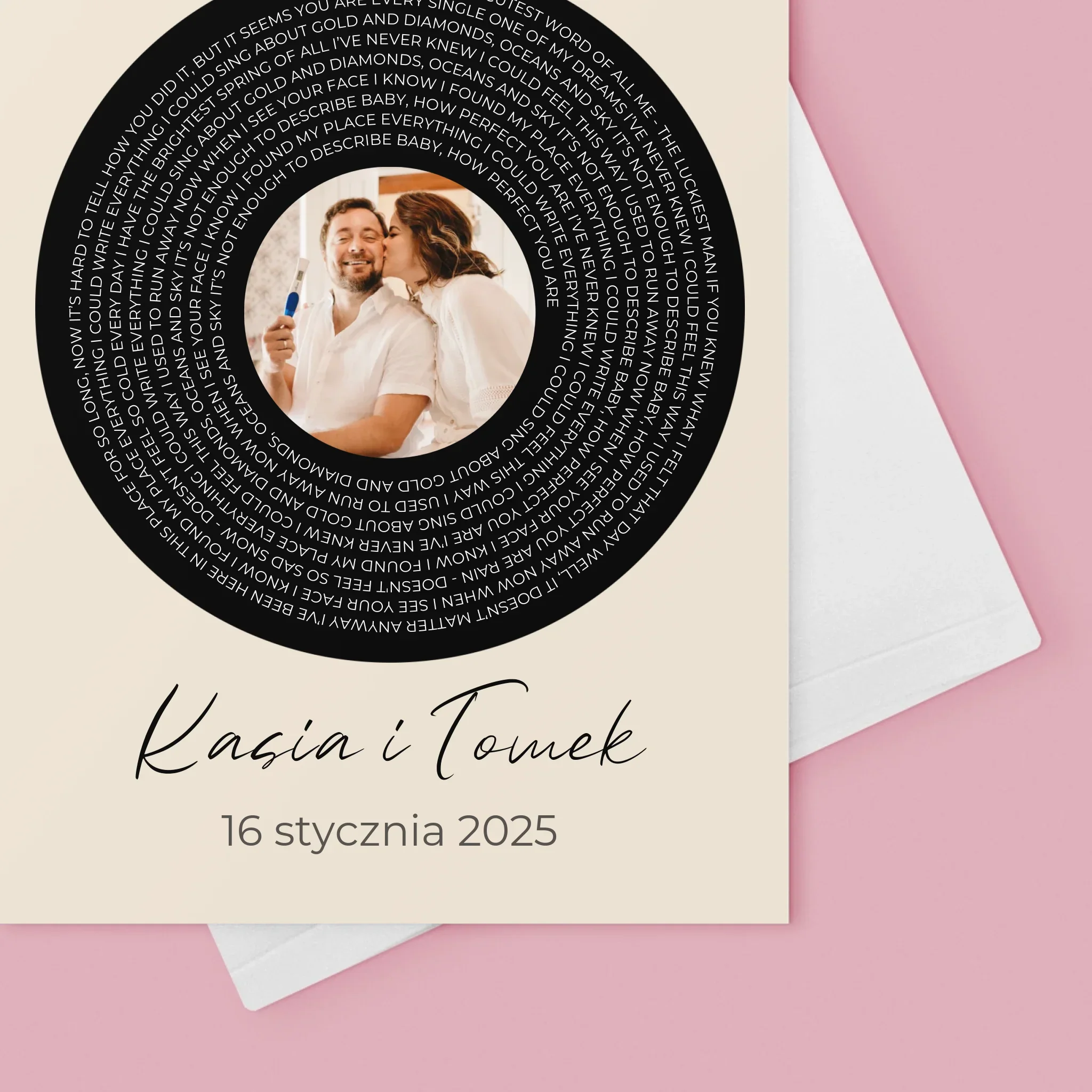 Zdjęcie i Podpis: Tekst Piosenki z Twoim Zdjęciem - Kartka z Życzeniami - Image 4