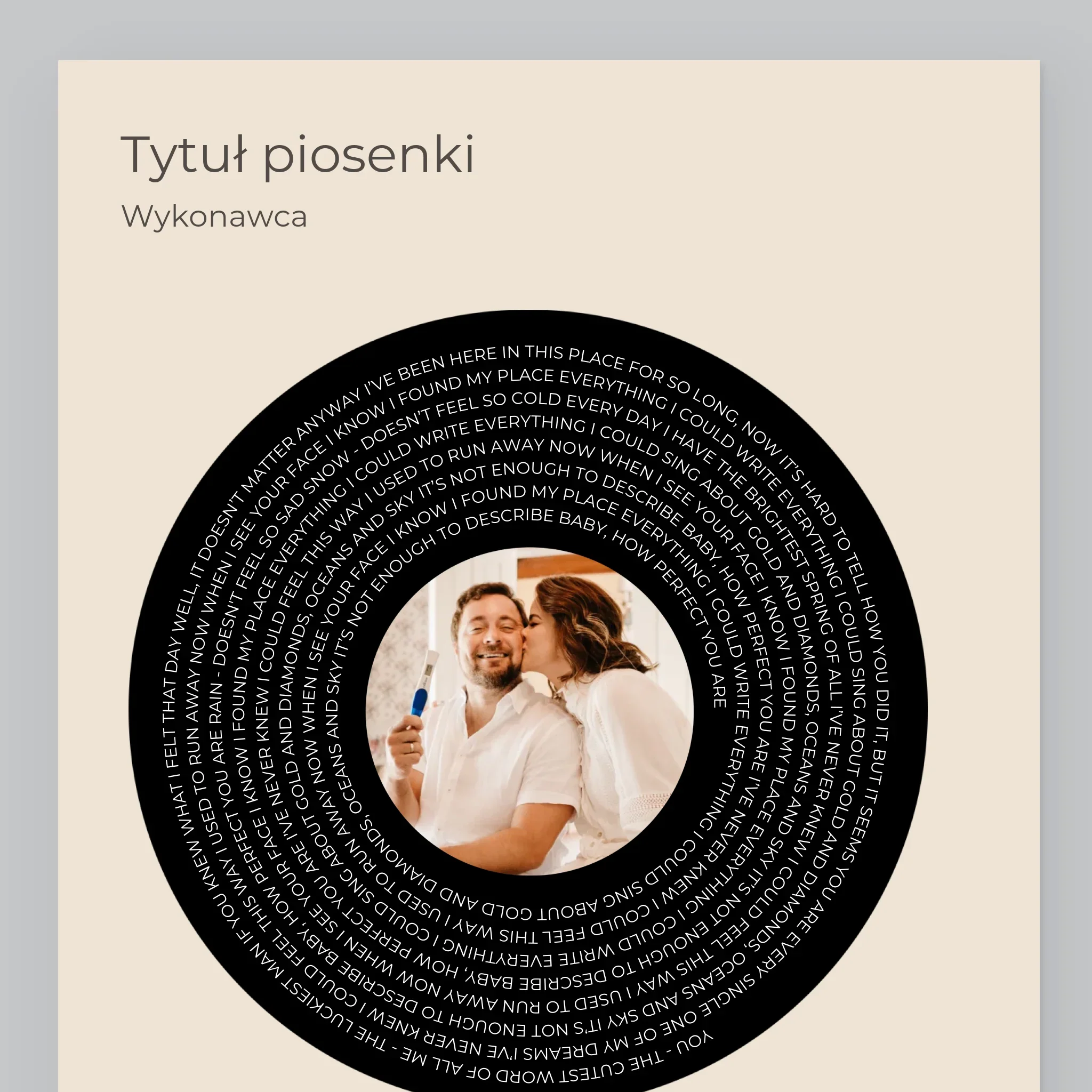 Zdjęcie i Podpis: Tekst Piosenki z Twoim Zdjęciem - Wydruk Obramowany - Image 2