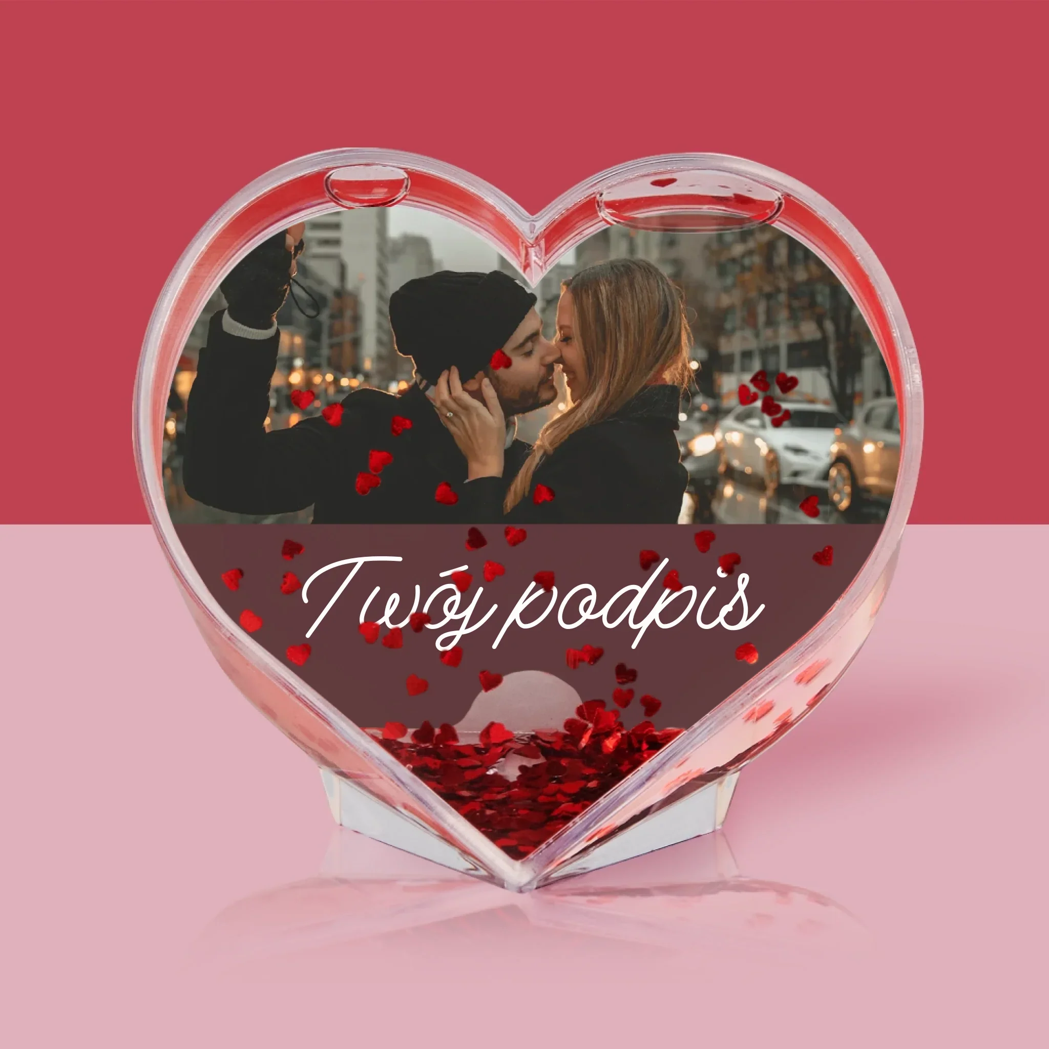 Zdjęcie I Podpis: Twoje Zdjęcie I Podpis - Kula Śnieżna Serce