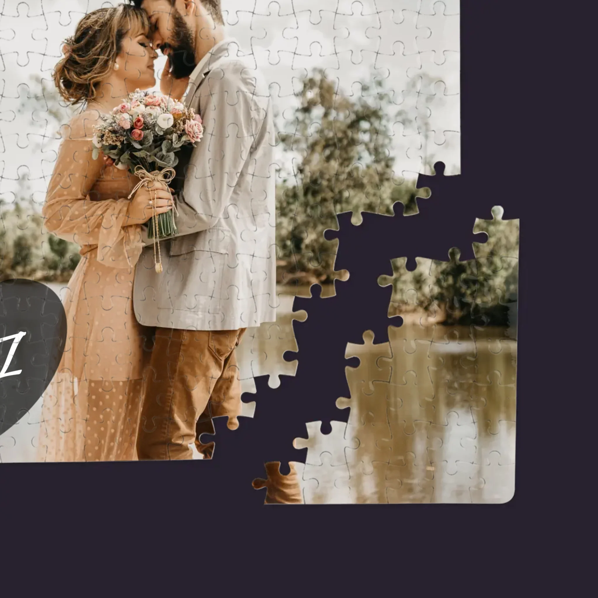 Zdjęcie I Podpis: Twoje Zdjęcie Inicjały - Personalizowane Puzzle - Image 2