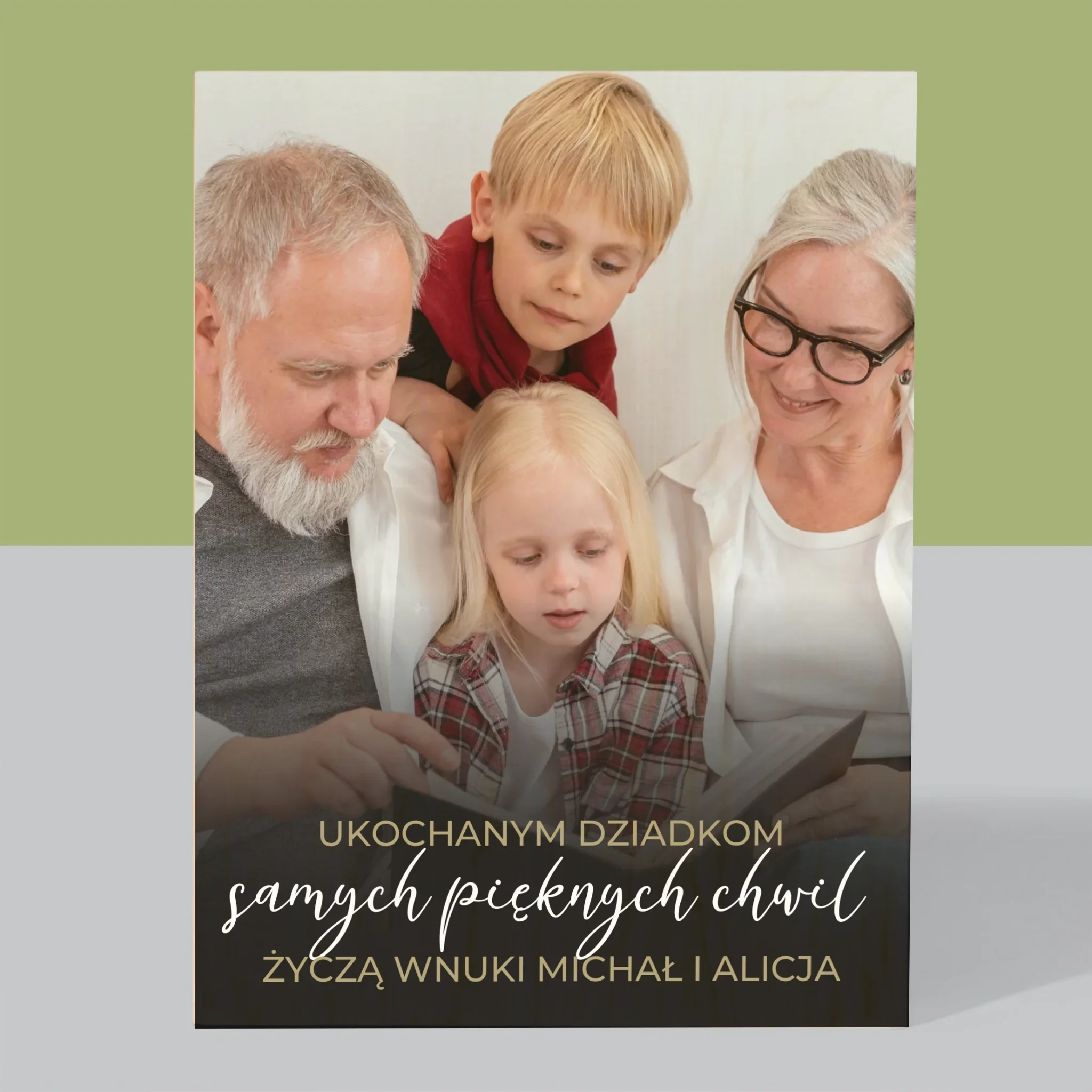 Zdjęcie i Podpis: Ukochanym Dziadkom - Wydruk Na Drewnie - Image 3