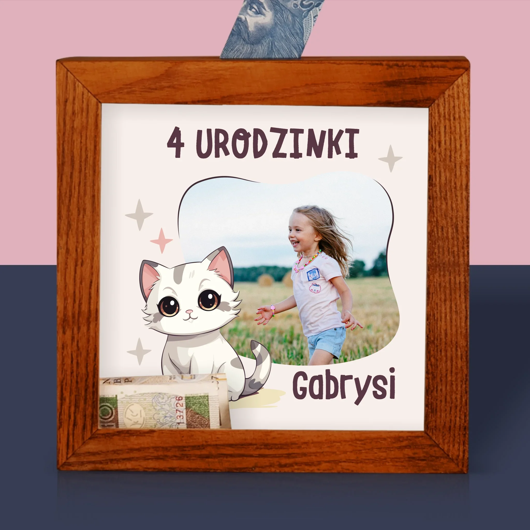 Zdjęcie I Podpis: Urodzinki - Drewniana Skarbonka - Image 2