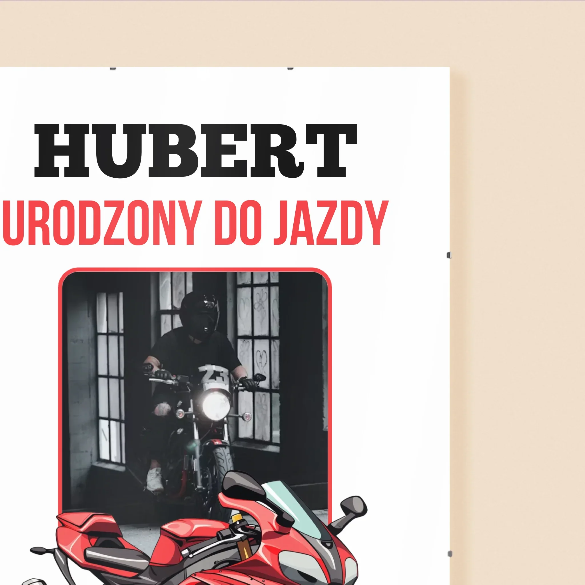 Zdjęcie I Podpis: Urodzony Do Jazdy - Personalizowany Plakat - Image 3