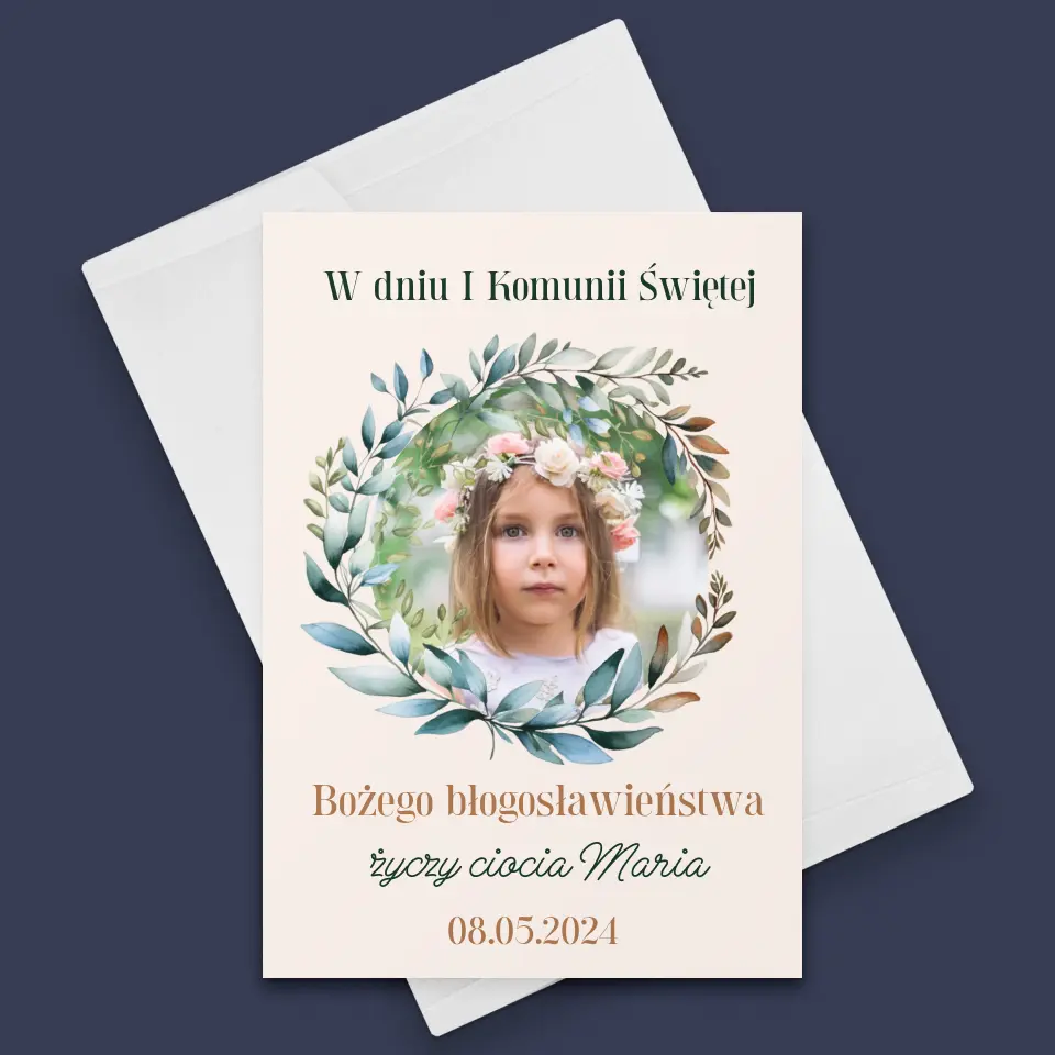 Zdjęcie i Podpis: W Dniu I Komunii Świętej - Kartka z Życzeniami - Image 3