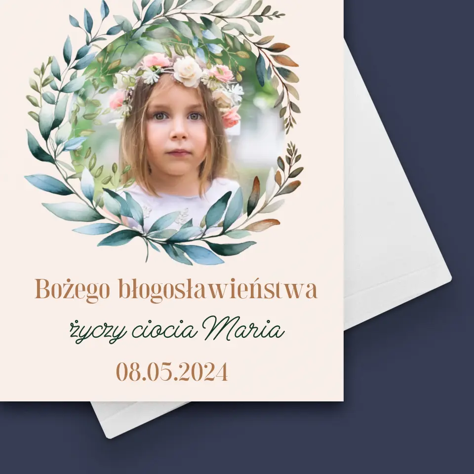 Zdjęcie i Podpis: W Dniu I Komunii Świętej - Kartka z Życzeniami - Image 4