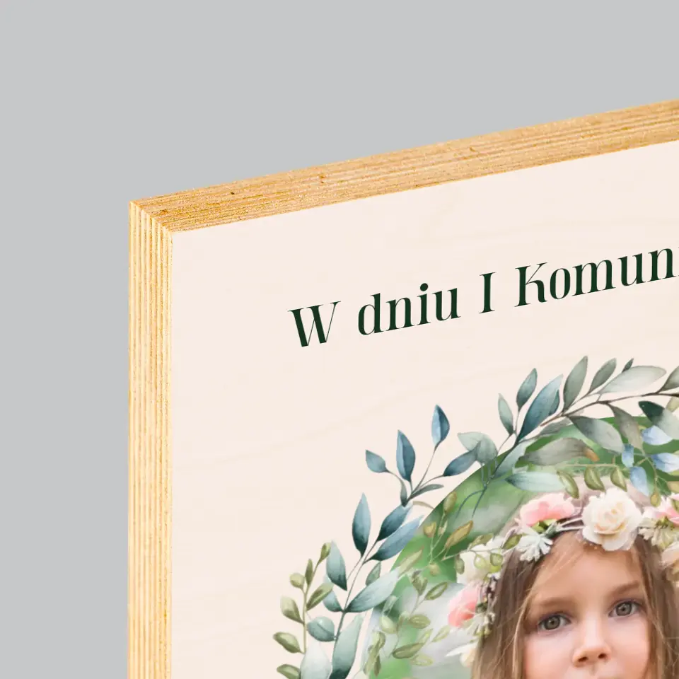 Zdjęcie i Podpis: W Dniu I Komunii Świętej - Wydruk Na Drewnie - Image 4