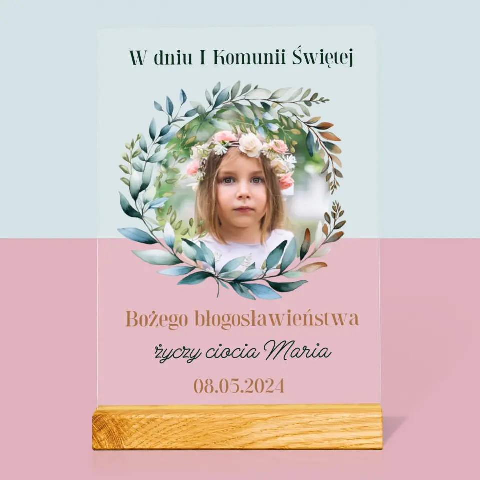 Zdjęcie i Podpis: W Dniu I Komunii Świętej - Wydruk Na Szkle Akrylowym - Image 3