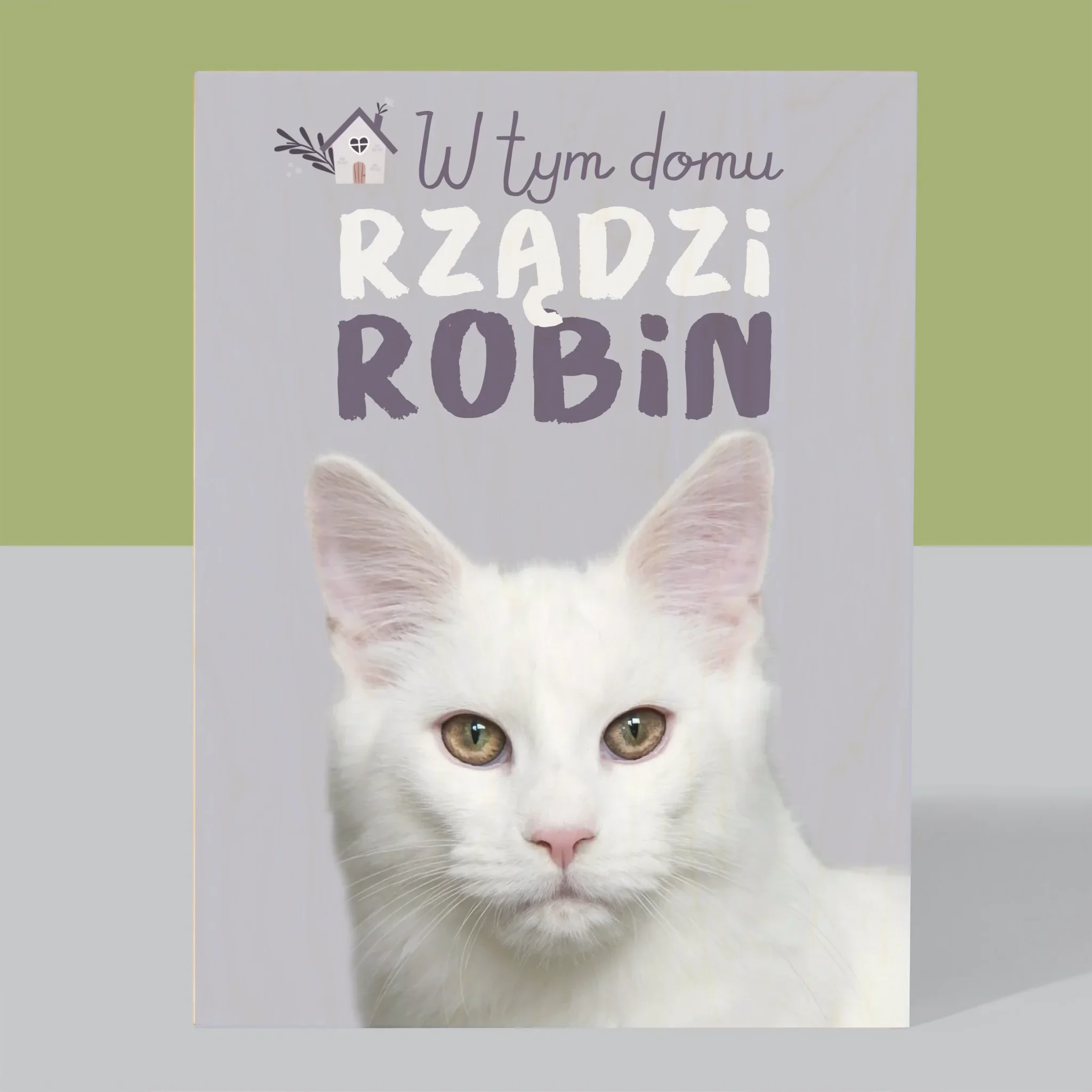 Zdjęcie i Podpis: w Tym Domu Rządzi Zwierzak - Wydruk Na Drewnie - Image 3