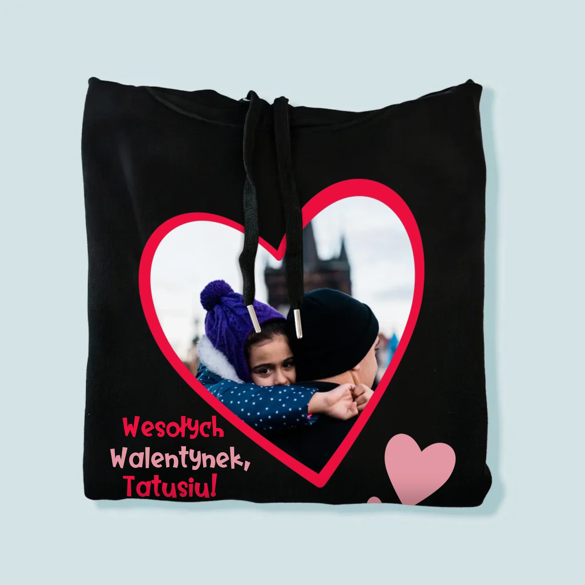 Zdjęcie i Podpis: Walentynka Dla Taty - Bluza Męska z Kapturem - Image 4