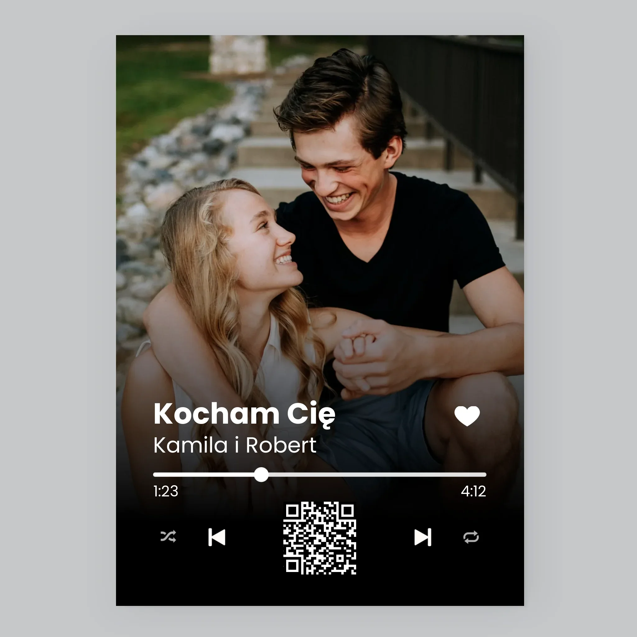 Zdjęcie i Podpis: Wasza Piosenka Kod Qr - Wydruk Obramowany