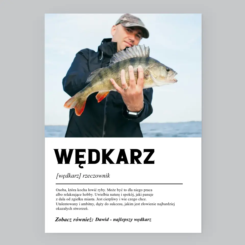 Zdjęcie i Podpis: Wędkarz Definicja - Wydruk Obramowany