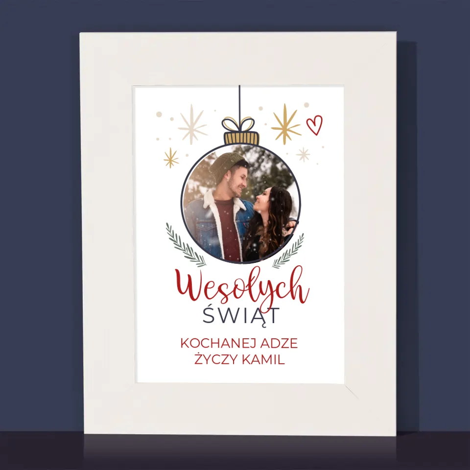 Zdjęcie I Podpis: Wesołych Świąt Bombka - Ramka Na Zdjęcie - Image 2