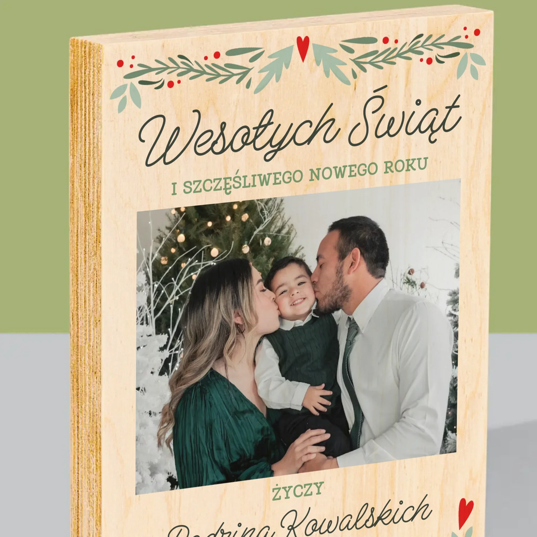 Zdjęcie I Podpis: Wesołych Świąt Elegant - Wydruk Na Drewnie - Image 2