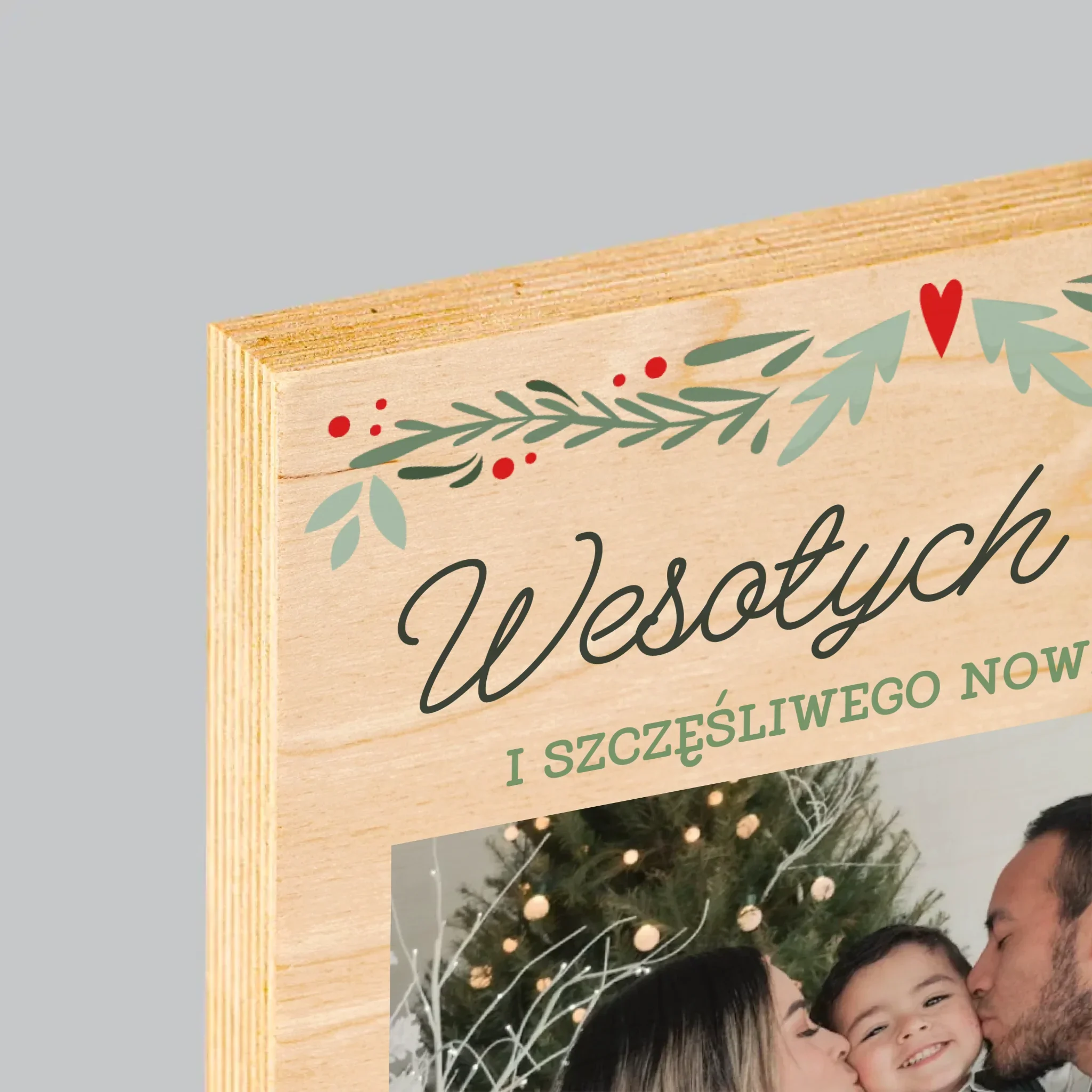 Zdjęcie I Podpis: Wesołych Świąt Elegant - Wydruk Na Drewnie - Image 4