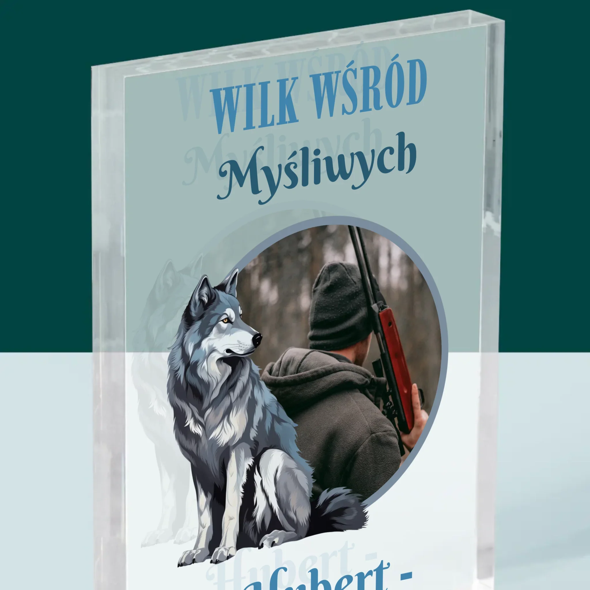 Zdjęcie I Podpis: Wilk Wśród Myśliwych - Blok Akrylowy z Nadrukiem - Image 2