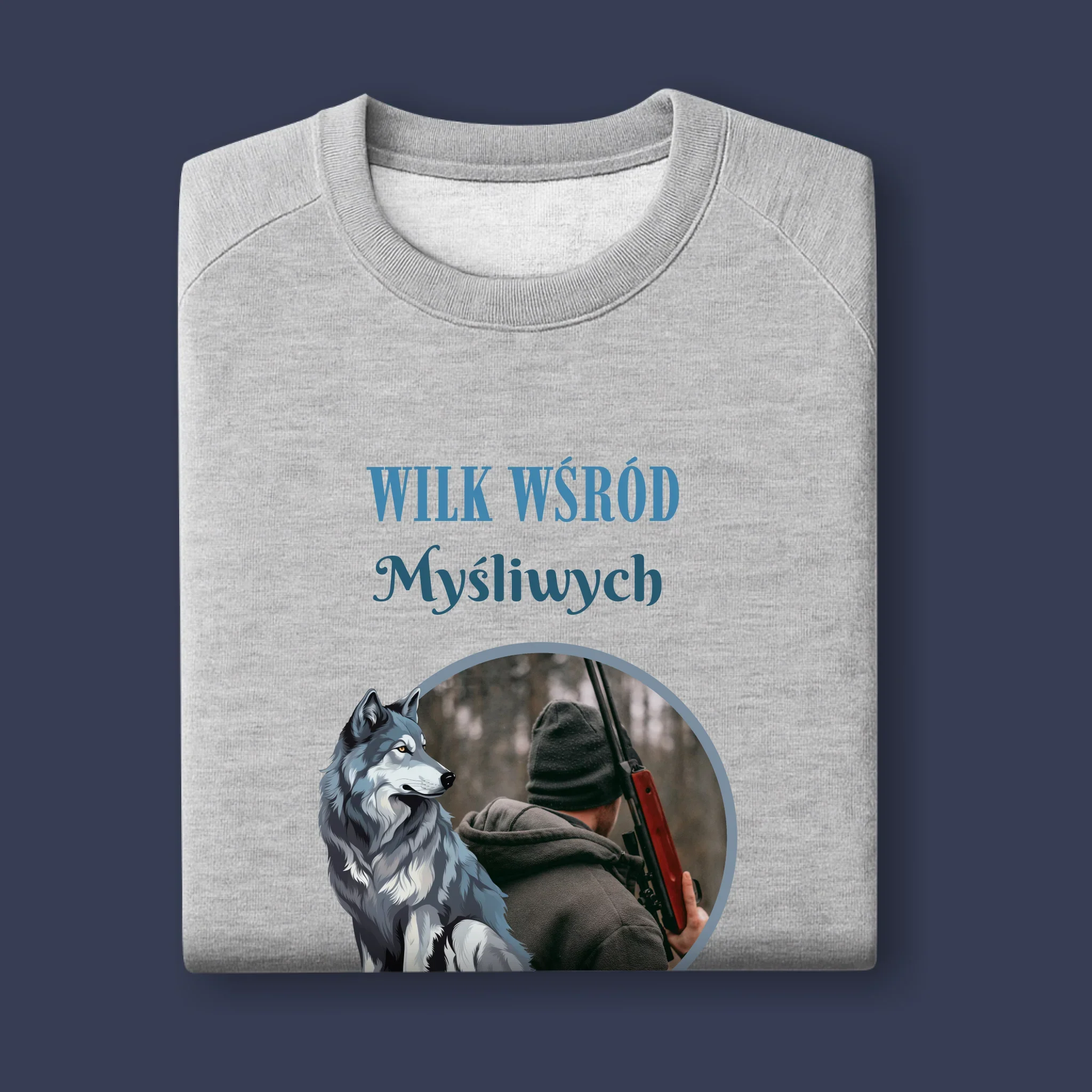 Zdjęcie I Podpis: Wilk Wśród Myśliwych - Bluza Męska Z Kapturem - Image 11