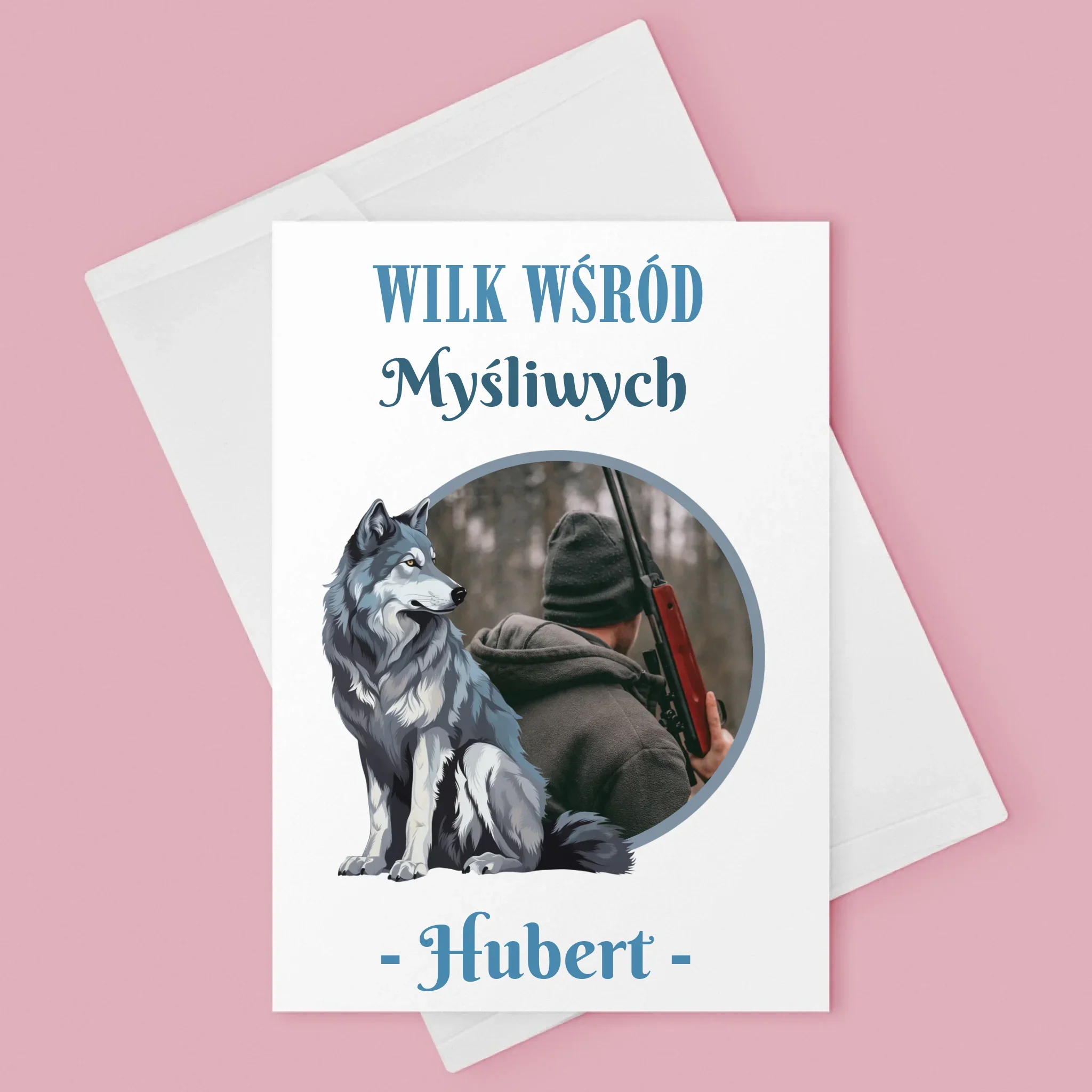 Zdjęcie I Podpis: Wilk Wśród Myśliwych - Kartka Z Życzeniami - Image 3