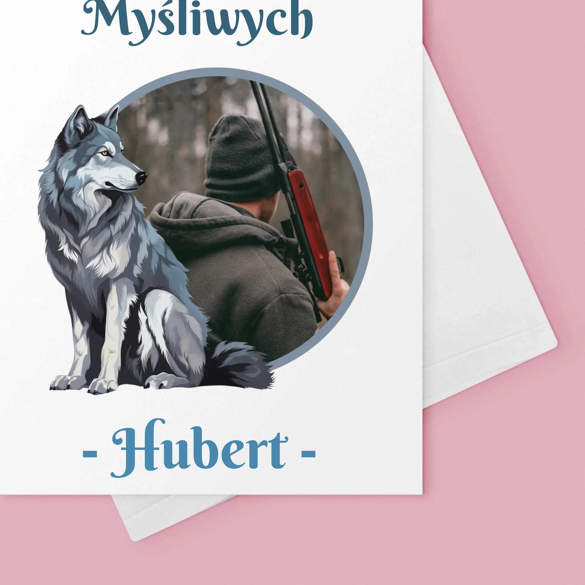 Zdjęcie I Podpis: Wilk Wśród Myśliwych - Kartka Z Życzeniami - Image 4