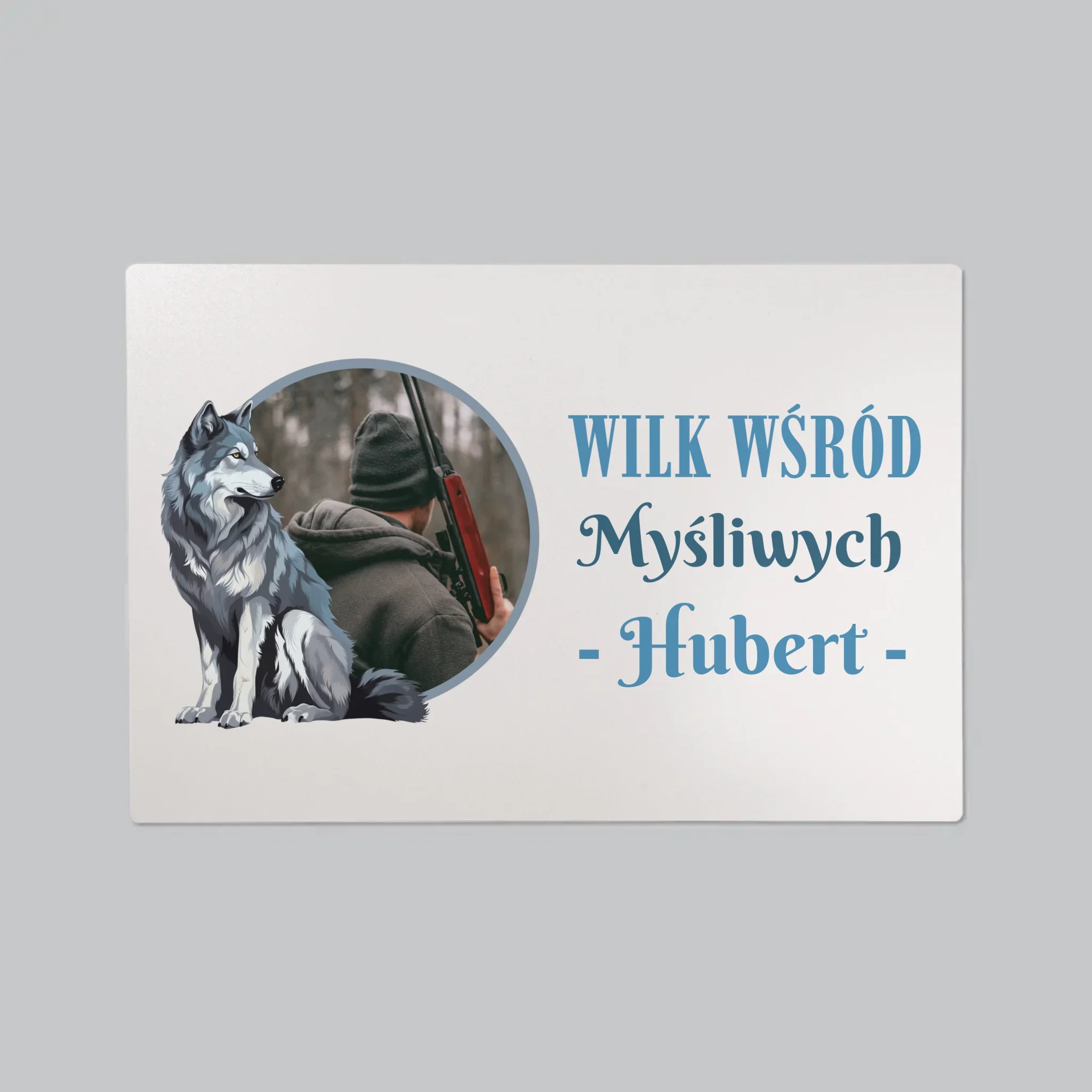 Zdjęcie I Podpis: Wilk Wśród Myśliwych - Podkładka Na Biurko - Image 2