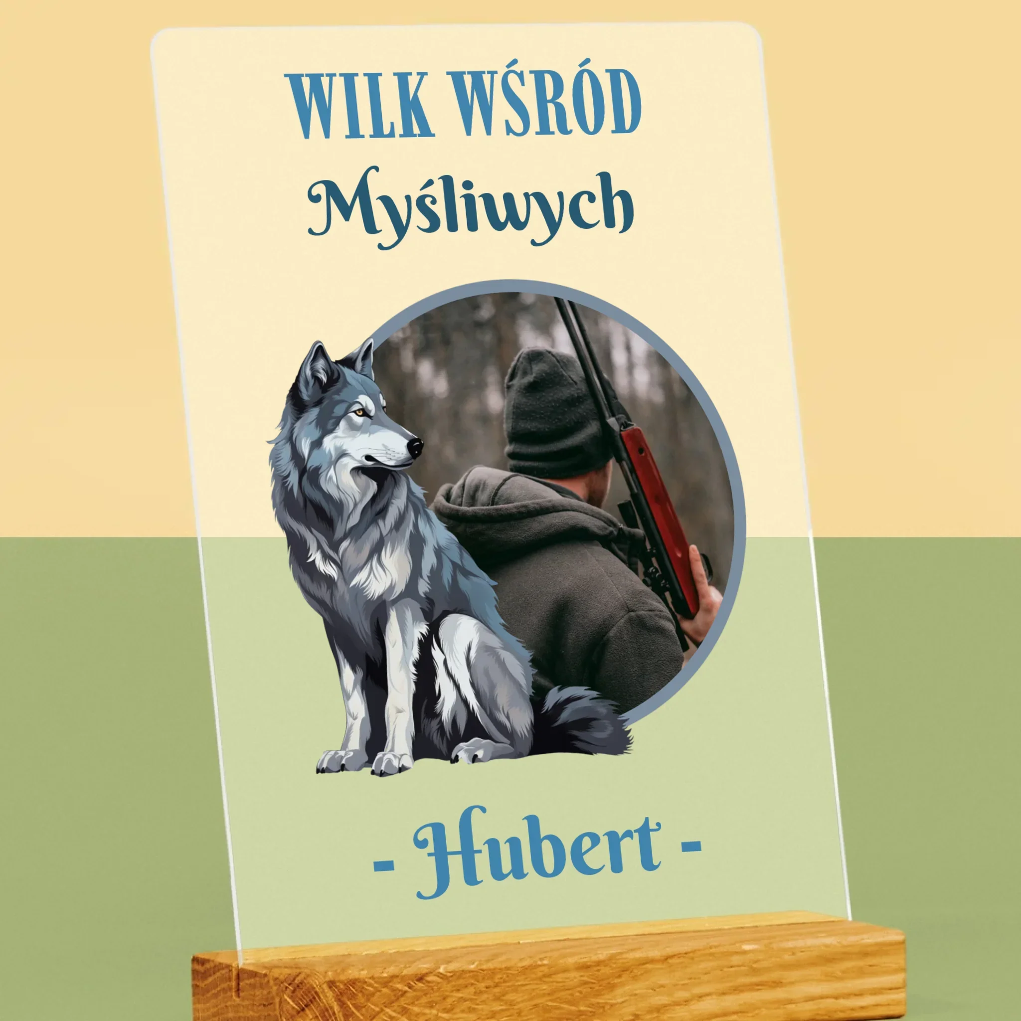 Zdjęcie I Podpis: Wilk Wśród Myśliwych - Wydruk Na Szkle Akrylowym - Image 2