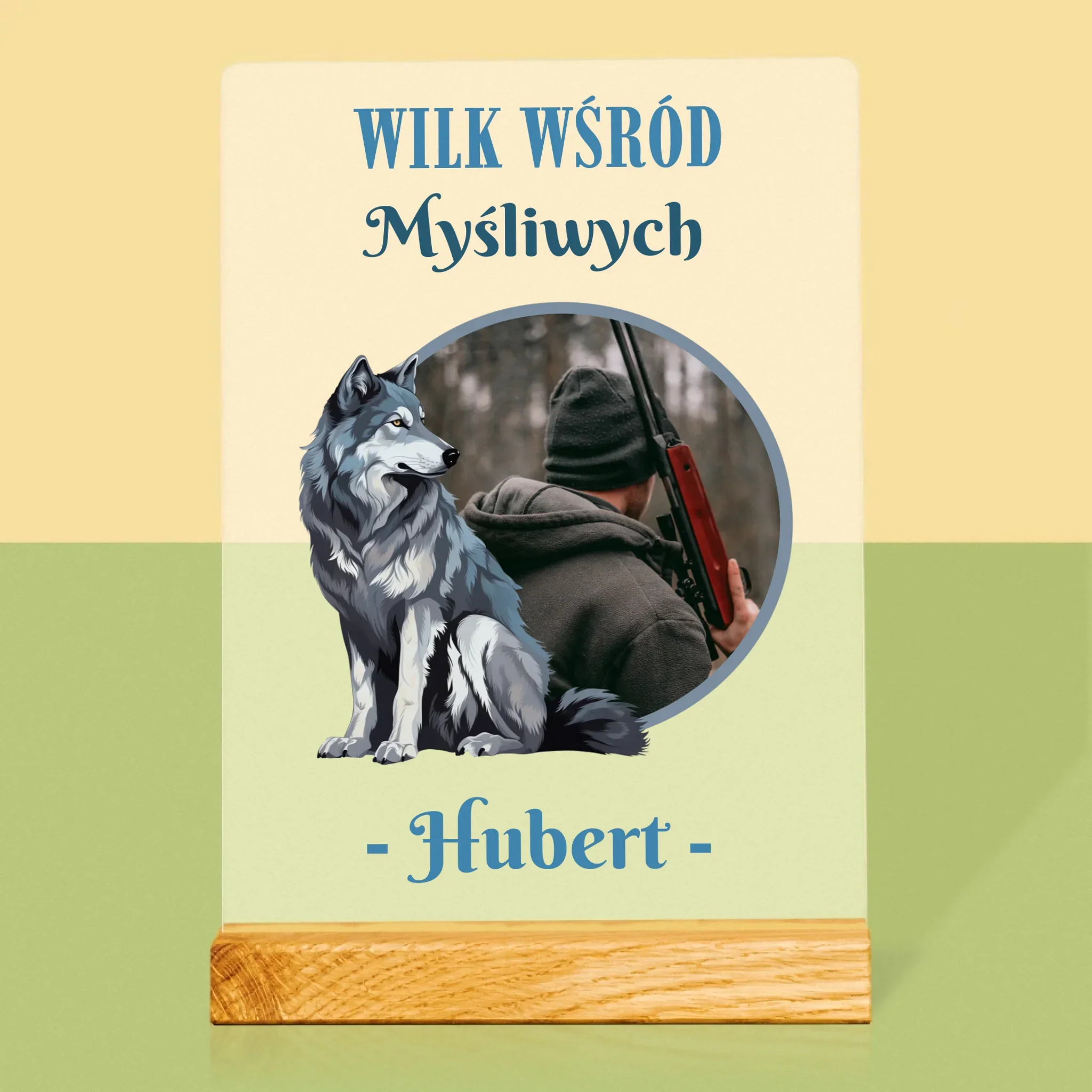 Zdjęcie I Podpis: Wilk Wśród Myśliwych - Wydruk Na Szkle Akrylowym - Image 3