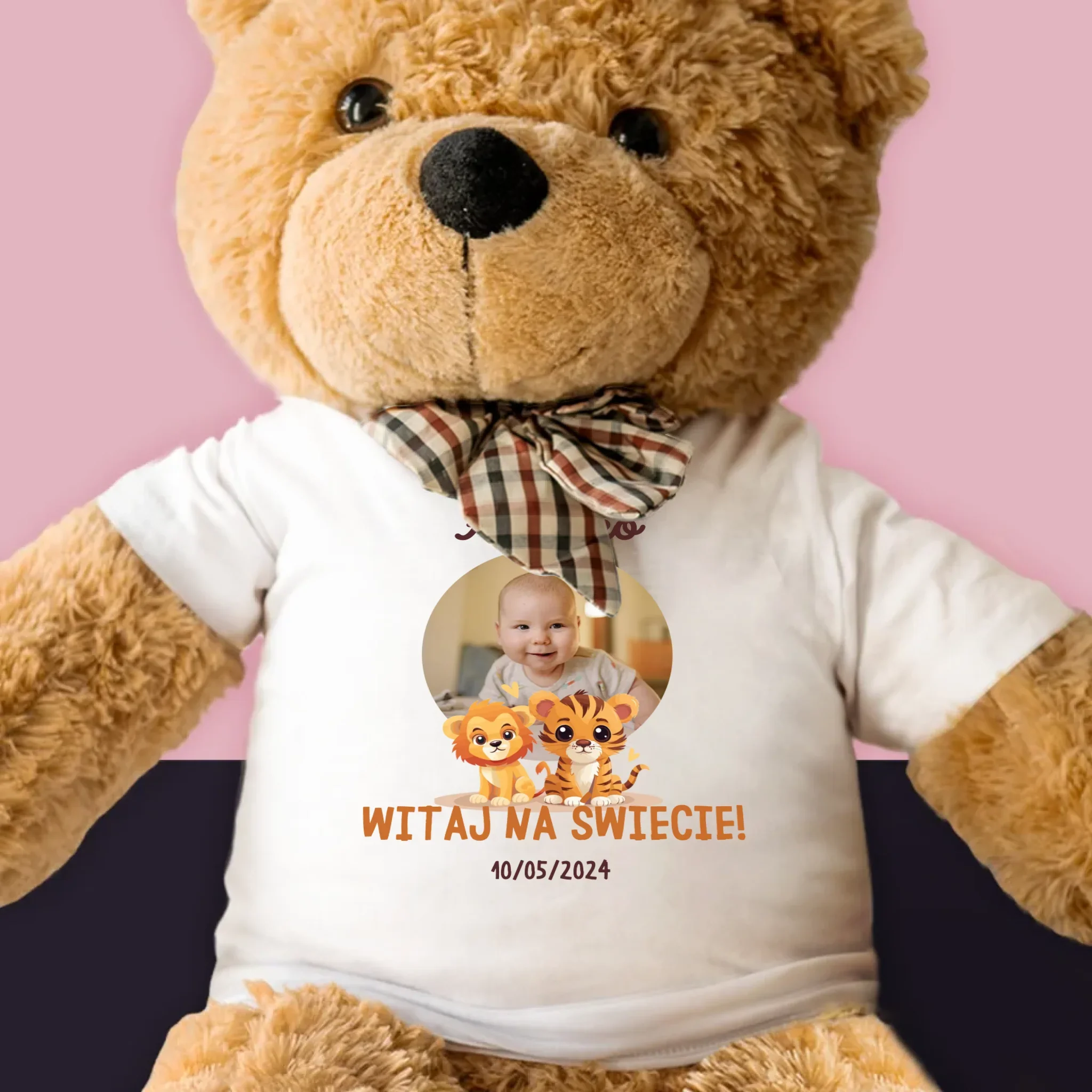Zdjęcie i Podpis: Witaj Na Świecie - Pluszowy Miś 90 cm - Image 2
