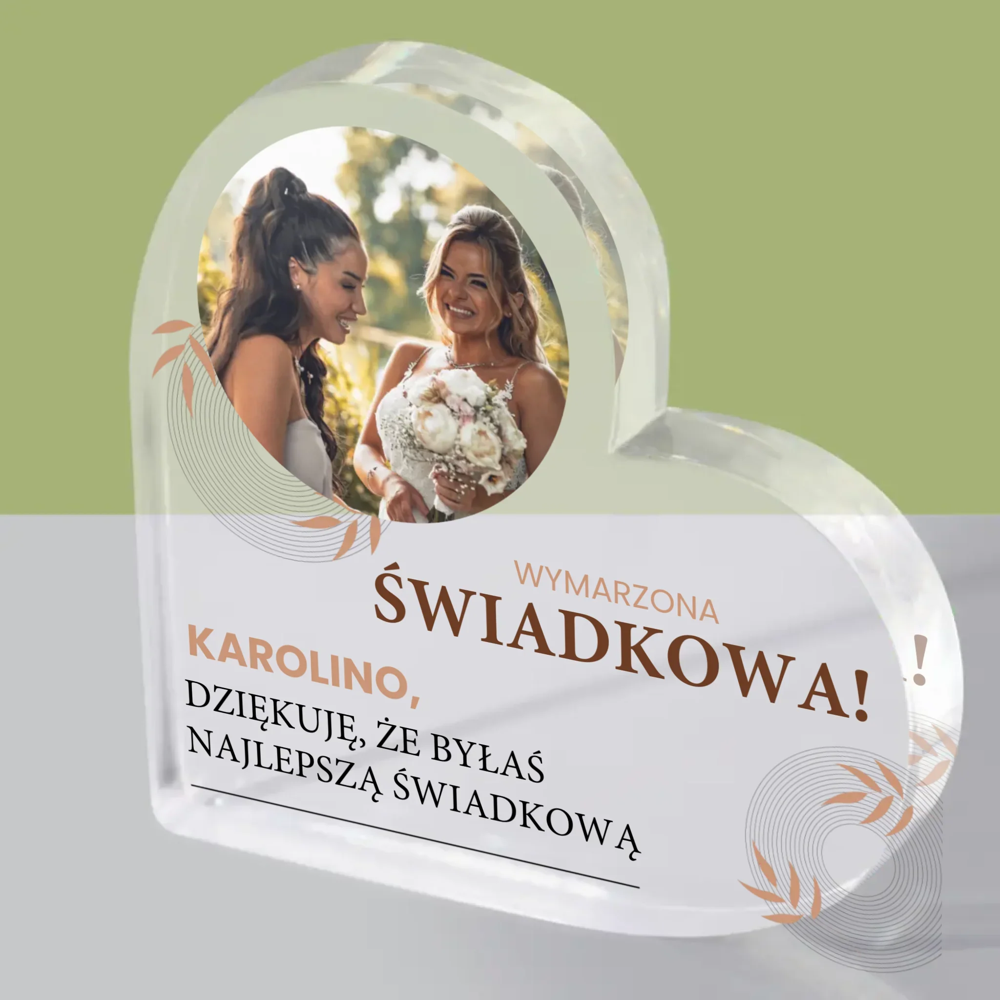 Zdjęcie i Podpis: Wymarzona Świadkowa - Blok Akrylowy Serce - Image 2