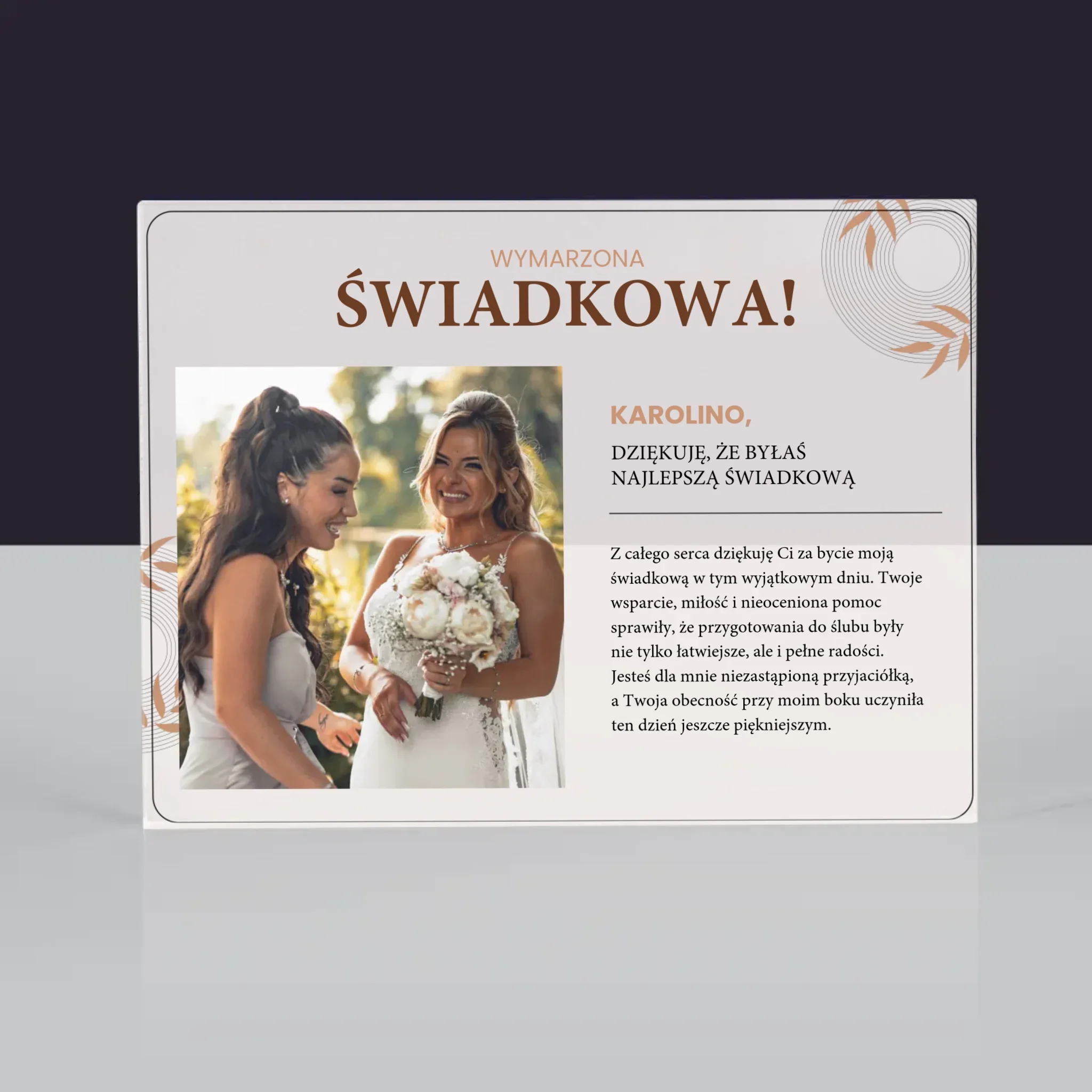Zdjęcie i Podpis: Wymarzona Świadkowa - Blok Akrylowy z Nadrukiem - Image 3