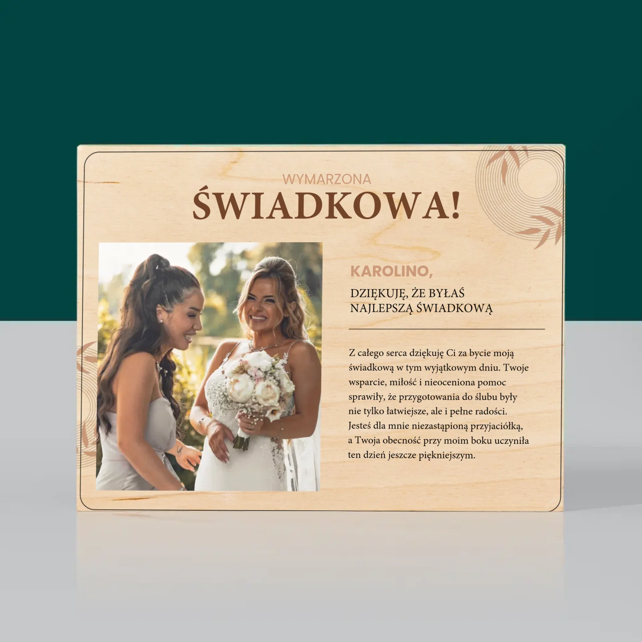 Zdjęcie i Podpis: Wymarzona Świadkowa - Wydruk Na Drewnie - Image 3