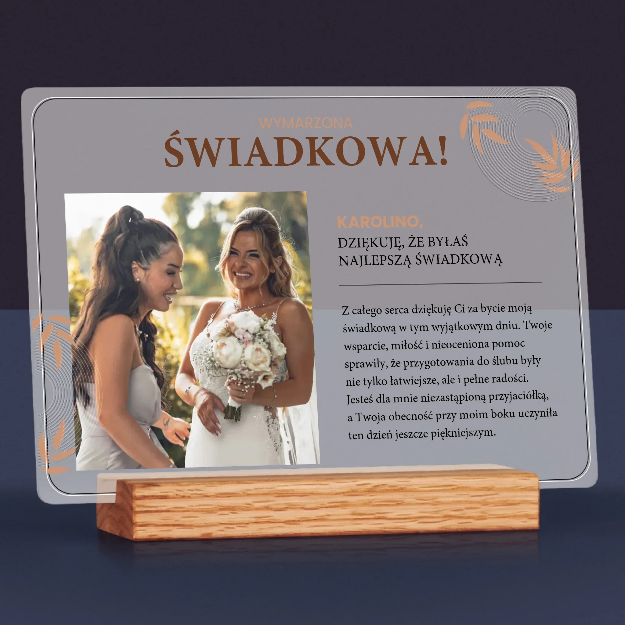 Zdjęcie i Podpis: Wymarzona Świadkowa - Wydruk Na Szkle Akrylowym - Image 2
