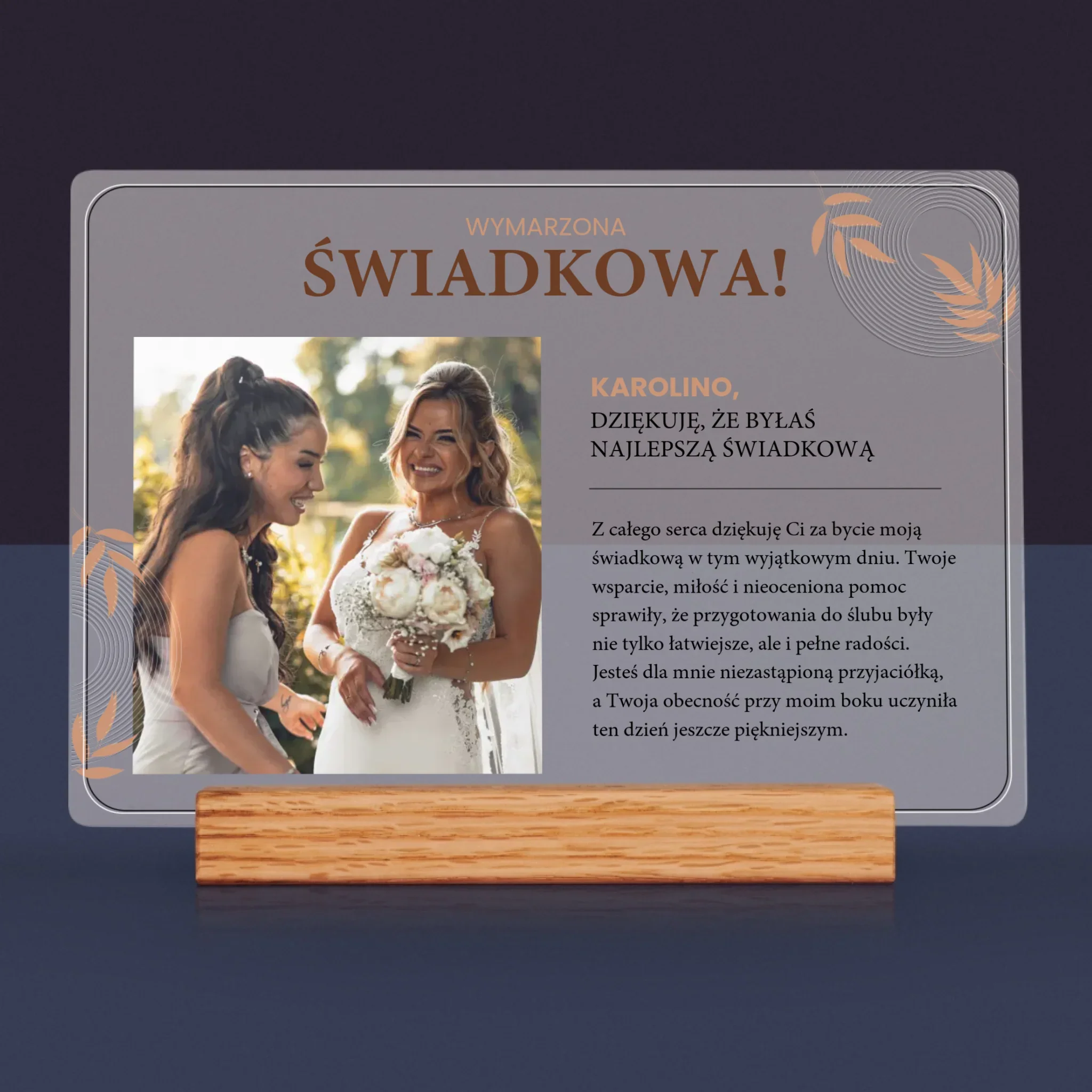 Zdjęcie i Podpis: Wymarzona Świadkowa - Wydruk Na Szkle Akrylowym - Image 3