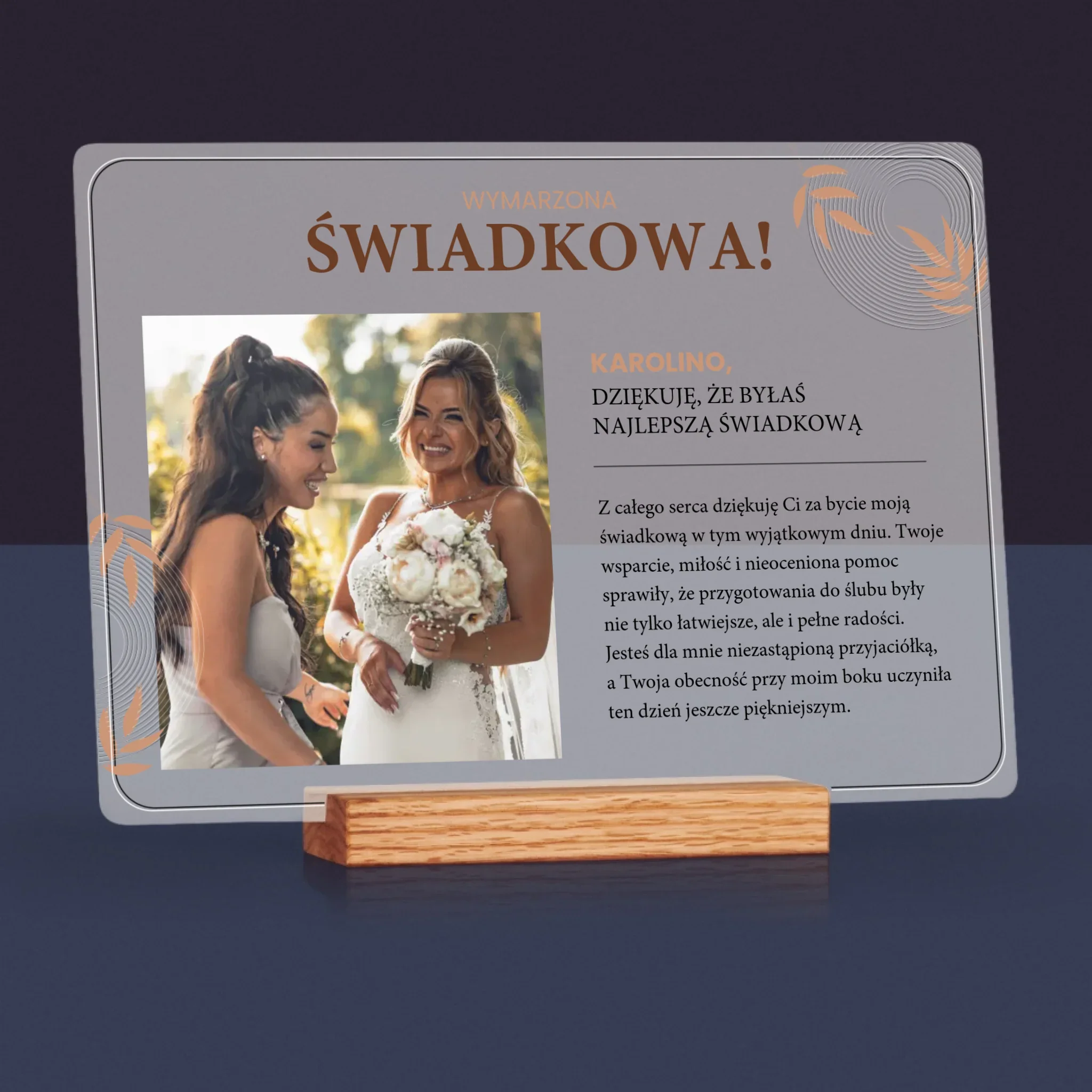 Zdjęcie i Podpis: Wymarzona Świadkowa - Wydruk Na Szkle Akrylowym - Image 4